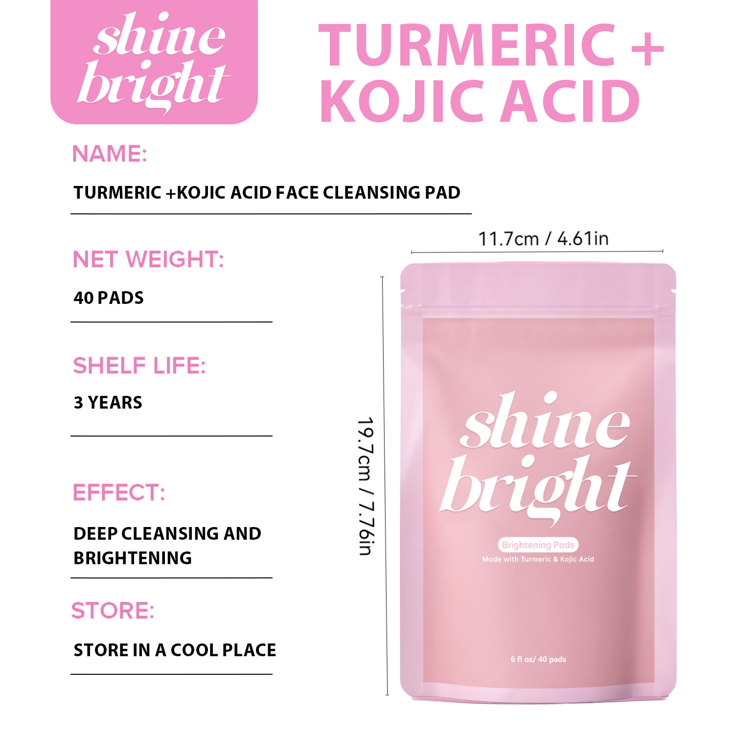 Turmeric Kojic Acid Cleansing Pads 40 Sheets For Hydrating Brightening Daily Face Skin Care