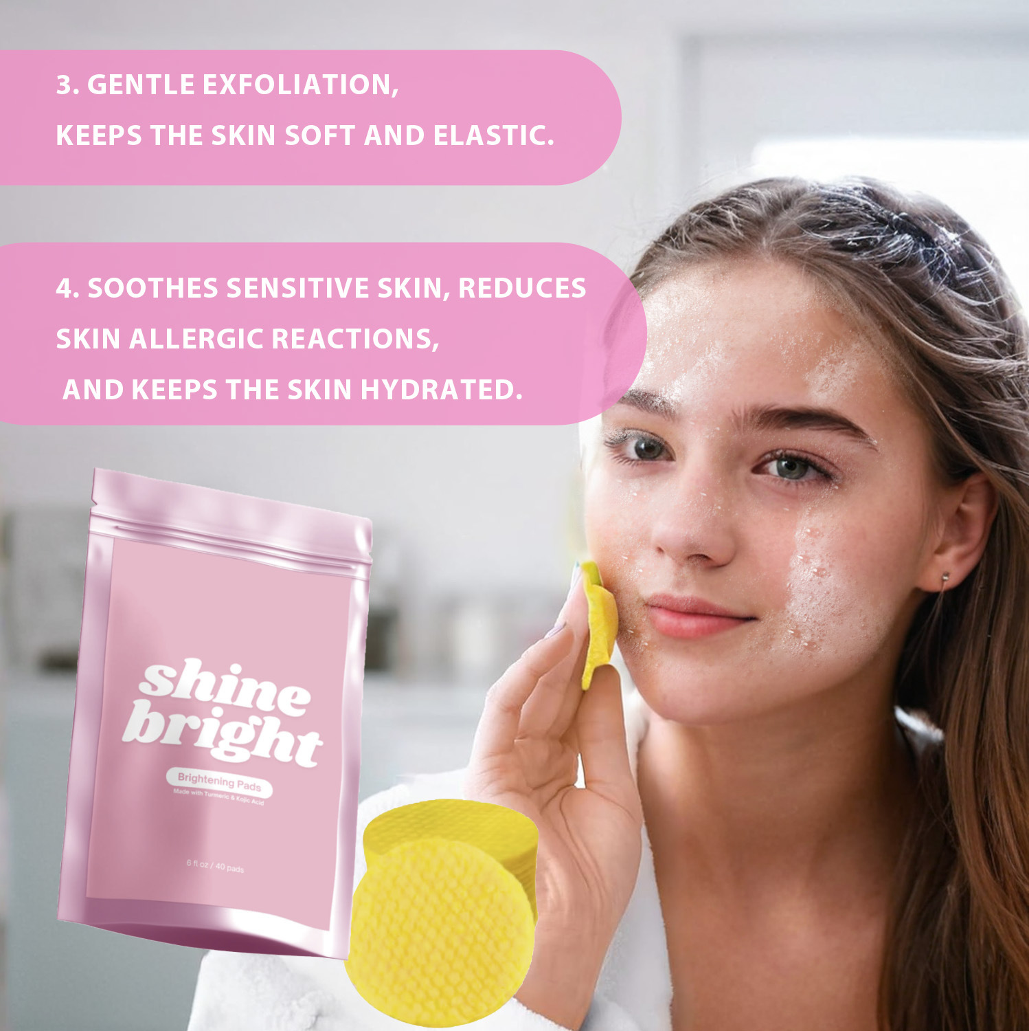 Turmeric Kojic Acid Cleansing Pads 40 Sheets For Hydrating Brightening Daily Face Skin Care