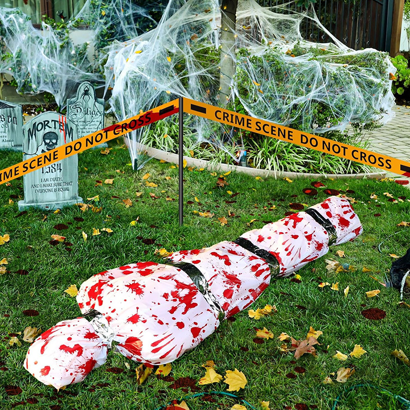 (Black Blood Cloth Strips) Halloween Horror Prop Fake Corpse Decor Ornament Outdoor Hanging Decoration