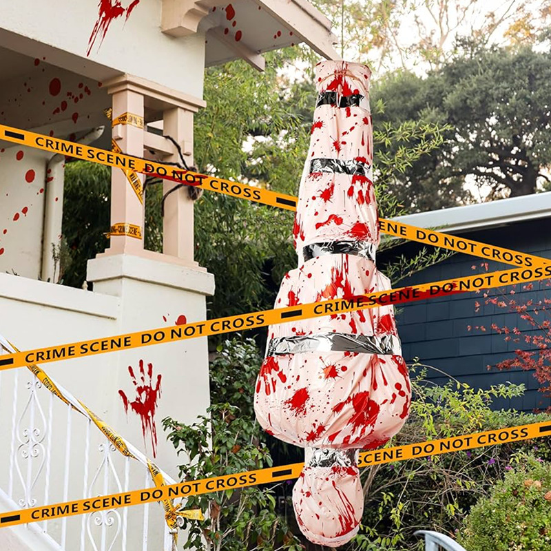 (Black Blood Cloth Strips) Halloween Horror Prop Fake Corpse Decor Ornament Outdoor Hanging Decoration