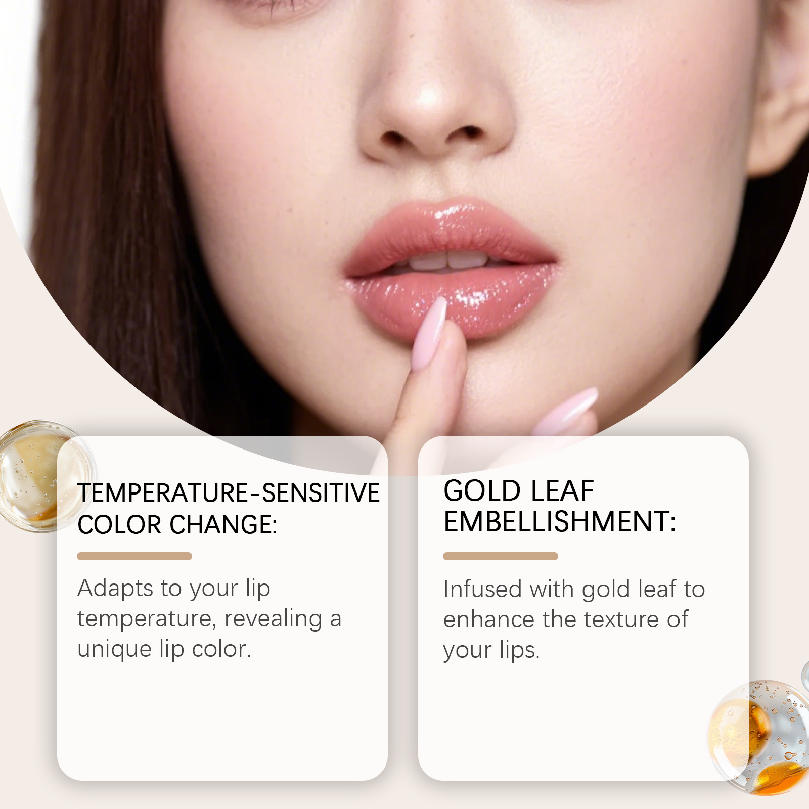 Gold Foil Color Changing Moisturizing Lip Balm Lip Hydration Light Texture Natural Color Soft Hydrous Lip Shiny Feeling
