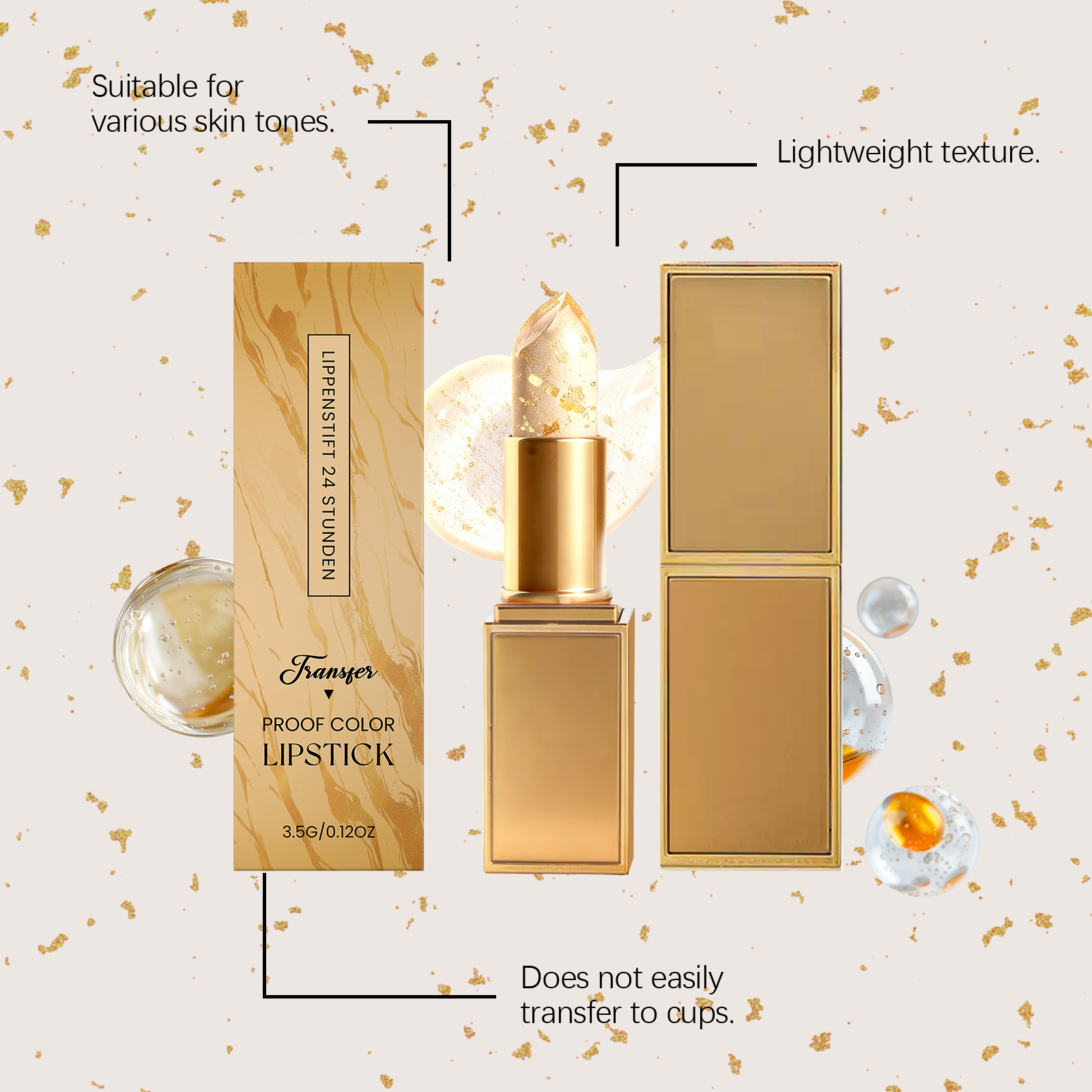 Gold Foil Color Changing Moisturizing Lip Balm Lip Hydration Light Texture Natural Color Soft Hydrous Lip Shiny Feeling