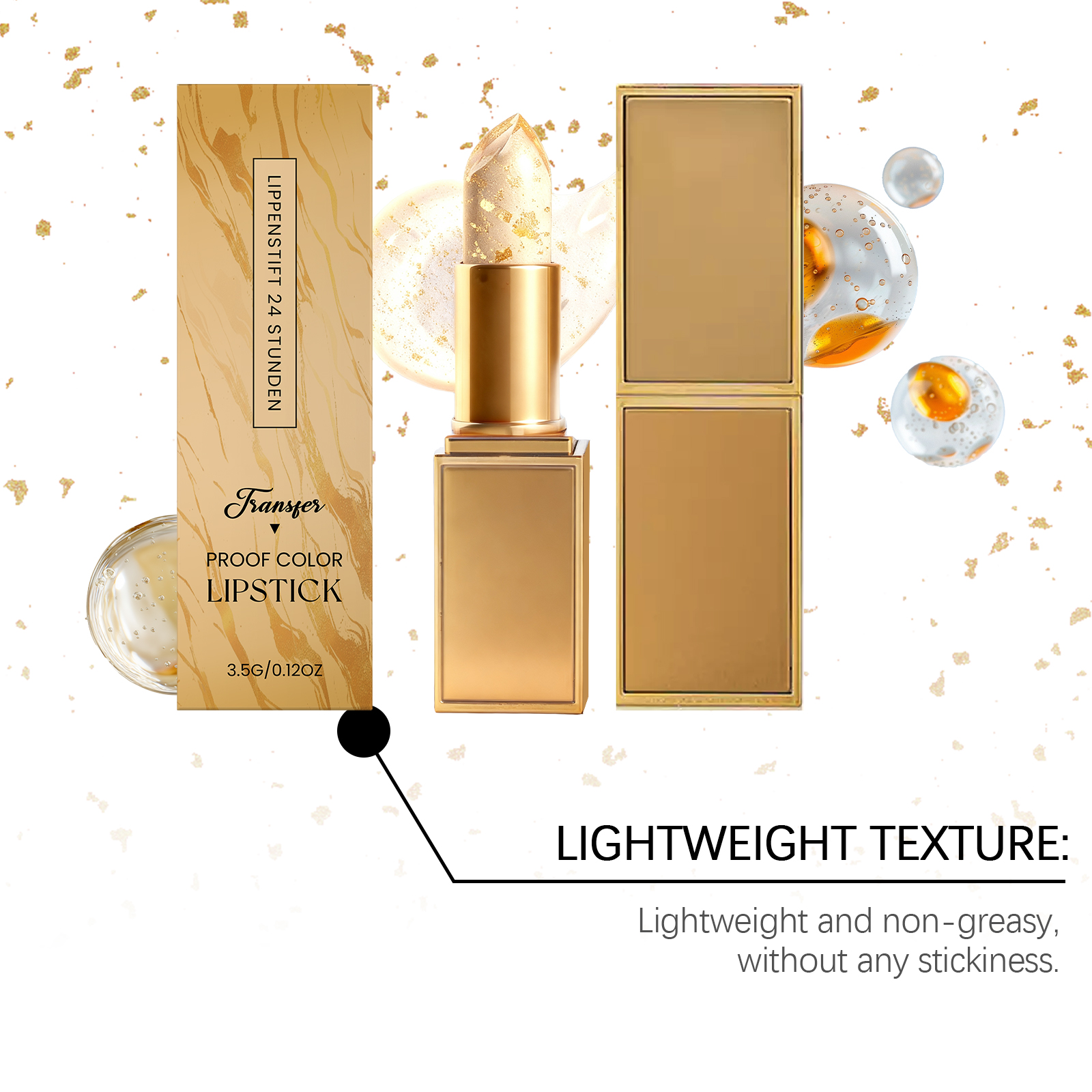 Gold Foil Color Changing Moisturizing Lip Balm Lip Hydration Light Texture Natural Color Soft Hydrous Lip Shiny Feeling