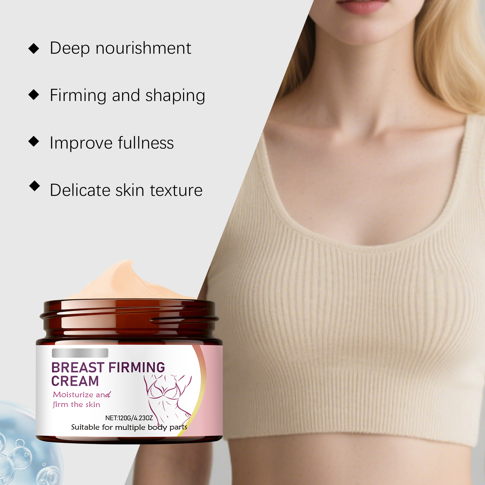 Breast Care Cream Rich Soft Hydrating Moisturizing Gentle Nourish Womens Daily Body Skin Massage Lotion