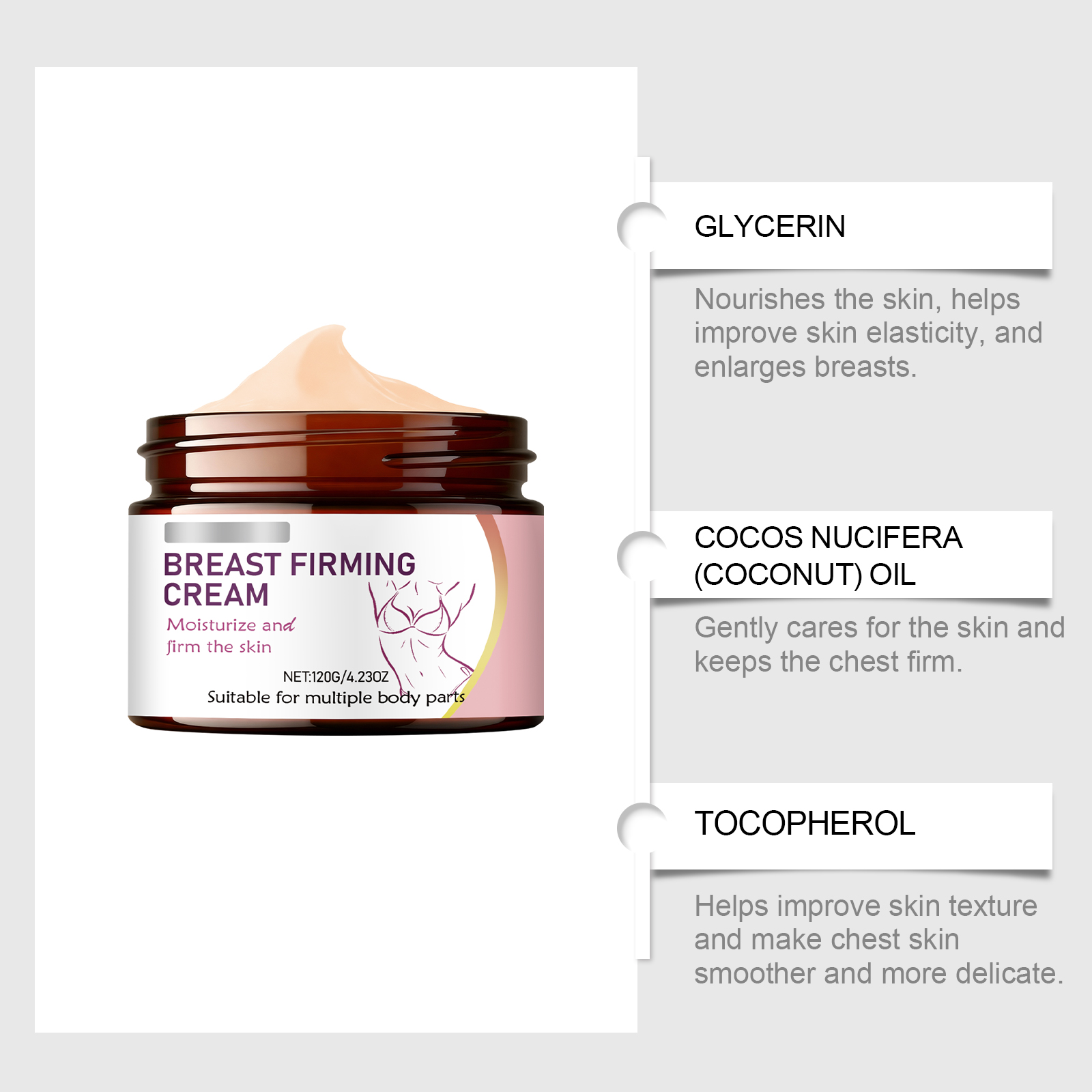 Breast Care Cream Rich Soft Hydrating Moisturizing Gentle Nourish Womens Daily Body Skin Massage Lotion