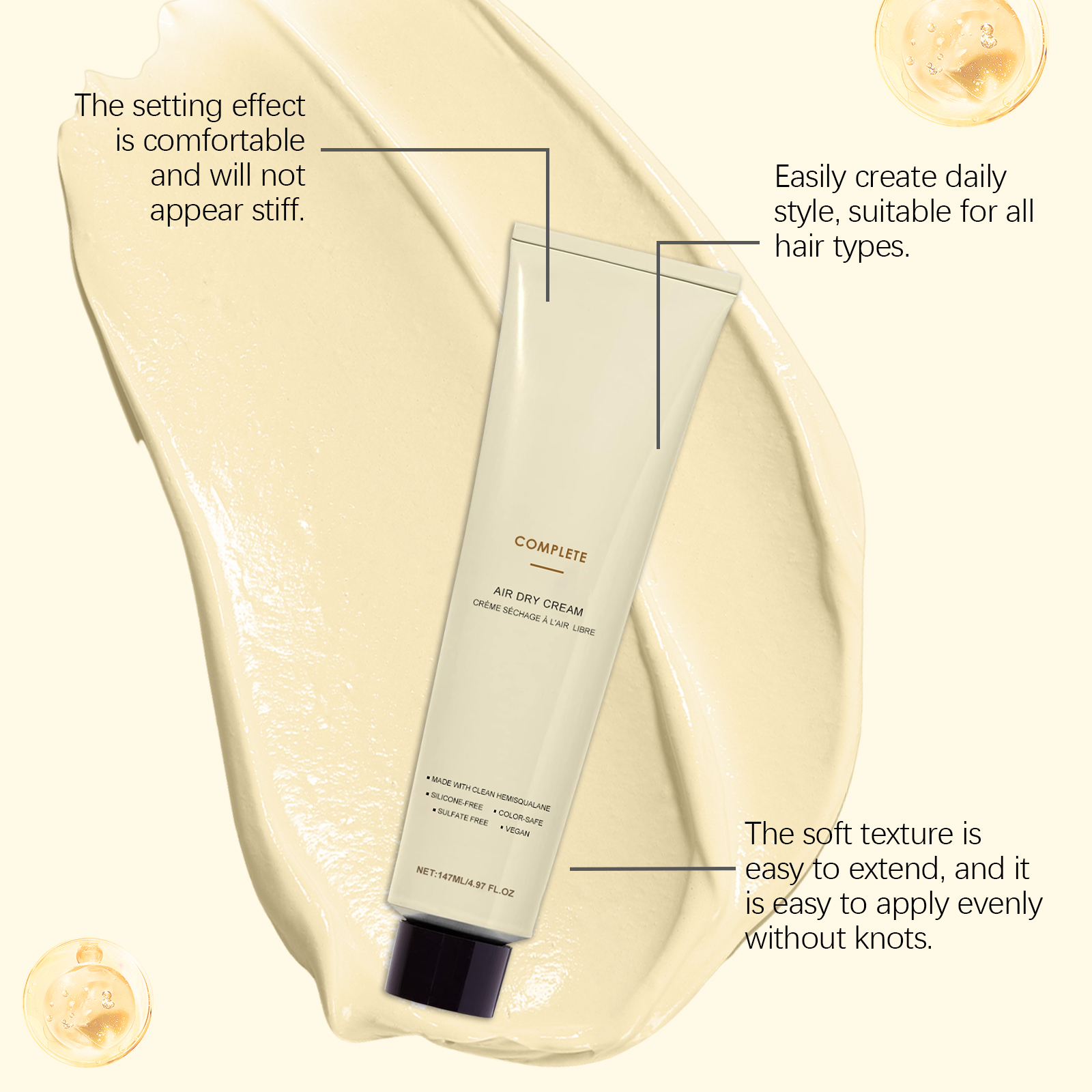 Smooth Curly Hair Styling Cream Daily Scalp Massage Straighten Hair Nourish Protect Moisturize Hair Root Care Lotion