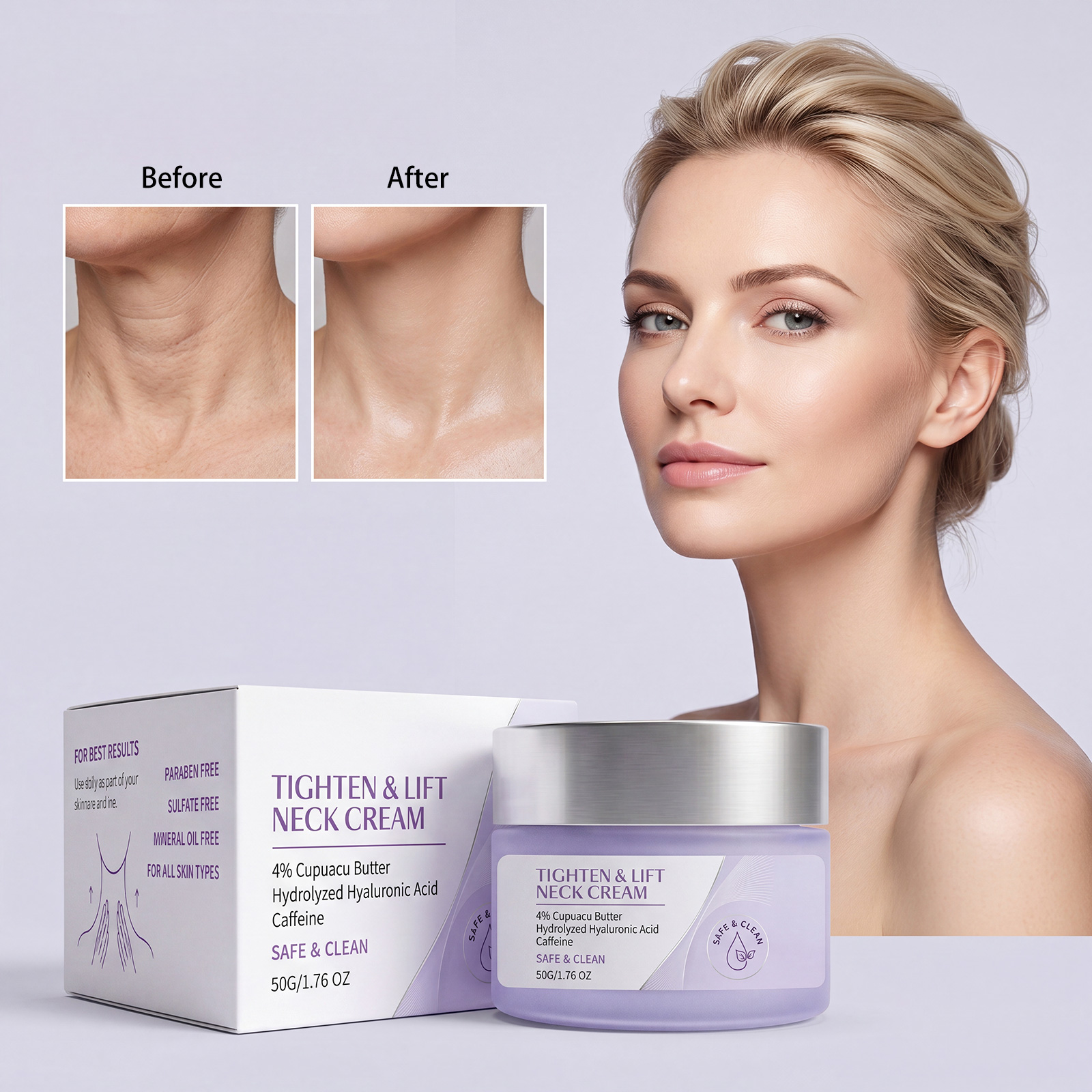 Moisturizing Neck Cream Daily Mild Skin Friendly Soft Smooth Hydrating Facial Neck Skin Care Massage