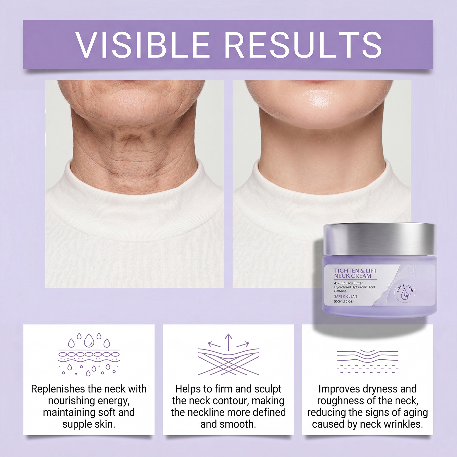 Moisturizing Neck Cream Daily Mild Skin Friendly Soft Smooth Hydrating Facial Neck Skin Care Massage