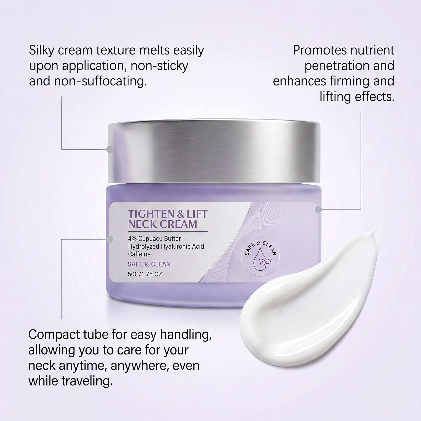Moisturizing Neck Cream Daily Mild Skin Friendly Soft Smooth Hydrating Facial Neck Skin Care Massage