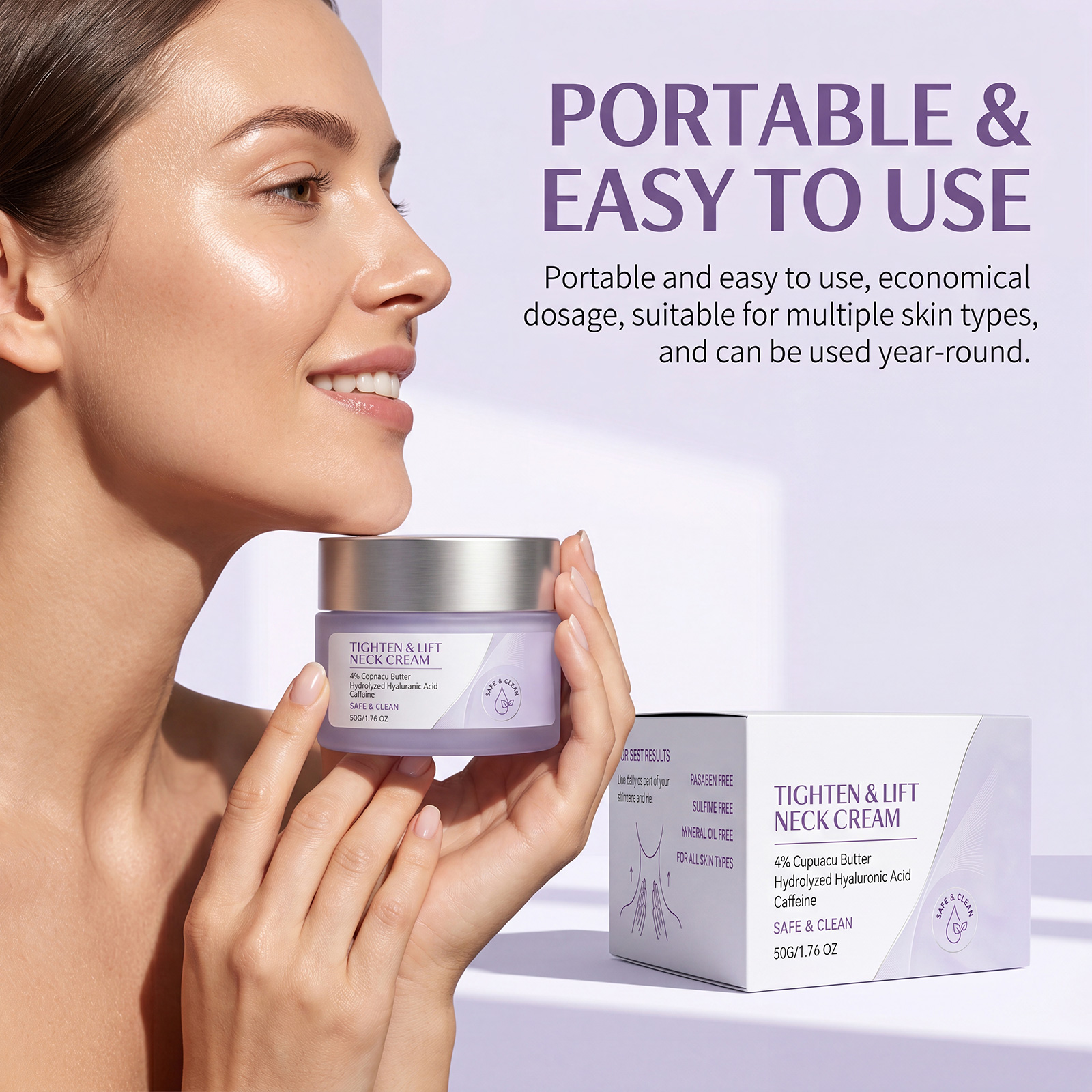 Moisturizing Neck Cream Daily Mild Skin Friendly Soft Smooth Hydrating Facial Neck Skin Care Massage