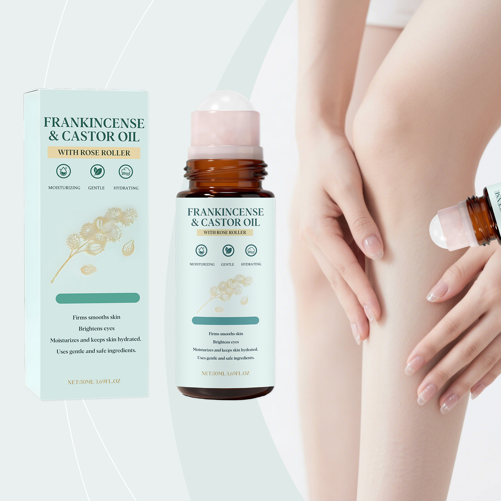 Frankincense Castor Oil Roller Essential Oil Light Hydrating Mild Nourishing Daily Moisturizing Gentle Care Body Skin