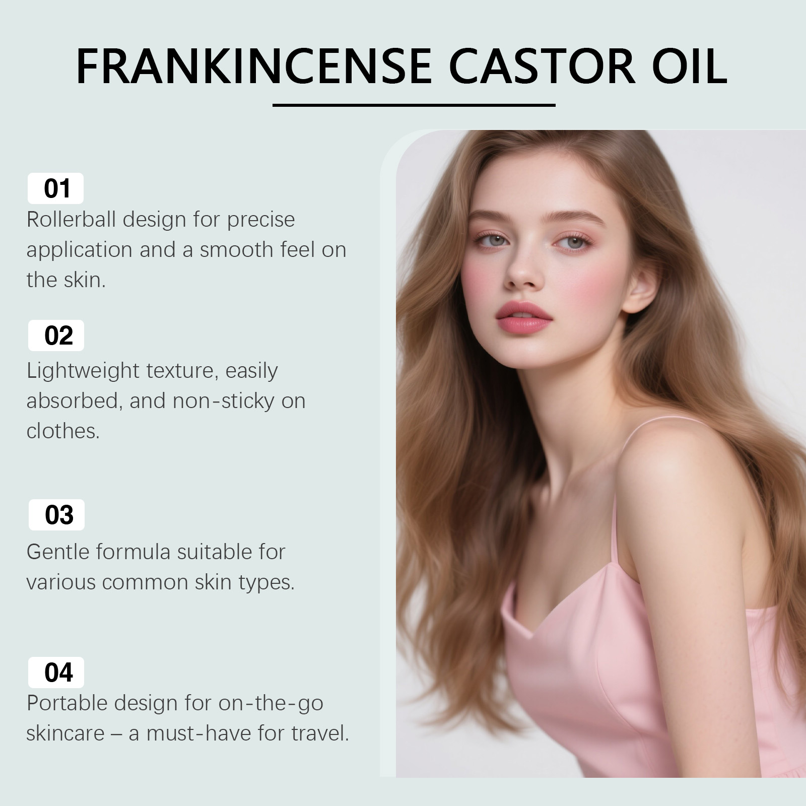 Frankincense Castor Oil Roller Essential Oil Light Hydrating Mild Nourishing Daily Moisturizing Gentle Care Body Skin