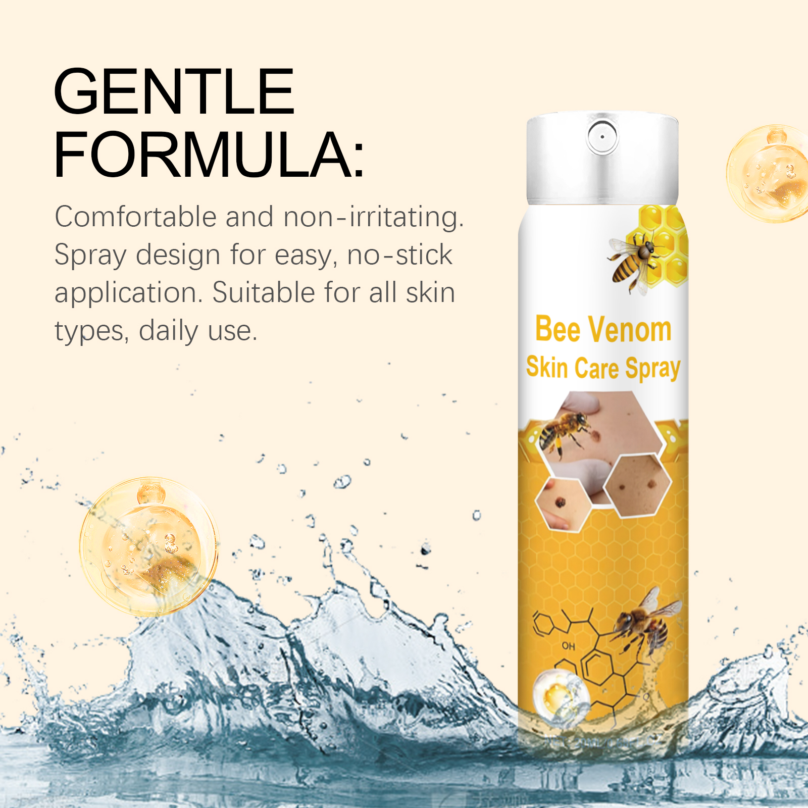 Bee Venom Skin Care Spray Mild Formula Cleanses Nourishes Gentle Care Refreshes Skin Tender Protection