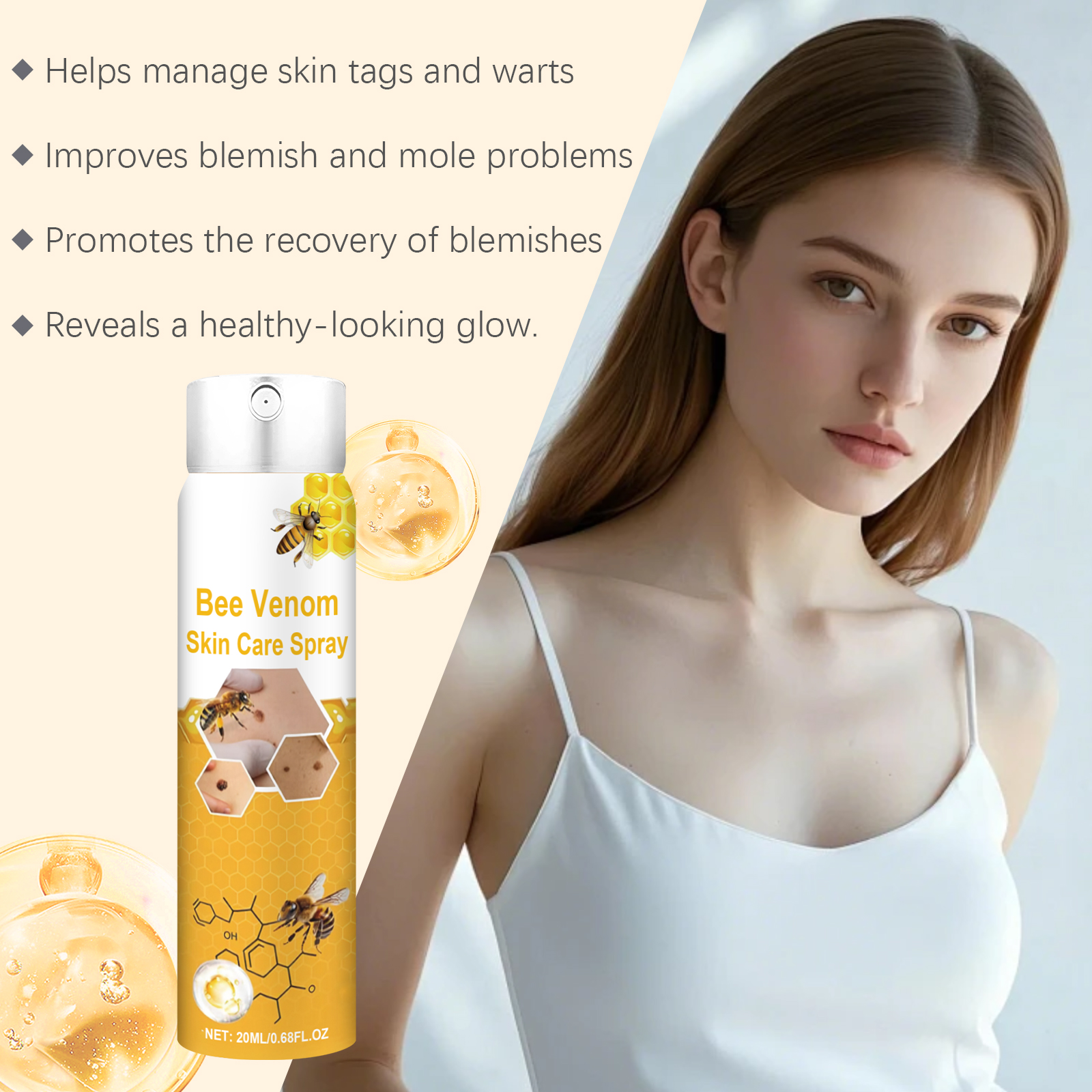 Bee Venom Skin Care Spray Mild Formula Cleanses Nourishes Gentle Care Refreshes Skin Tender Protection