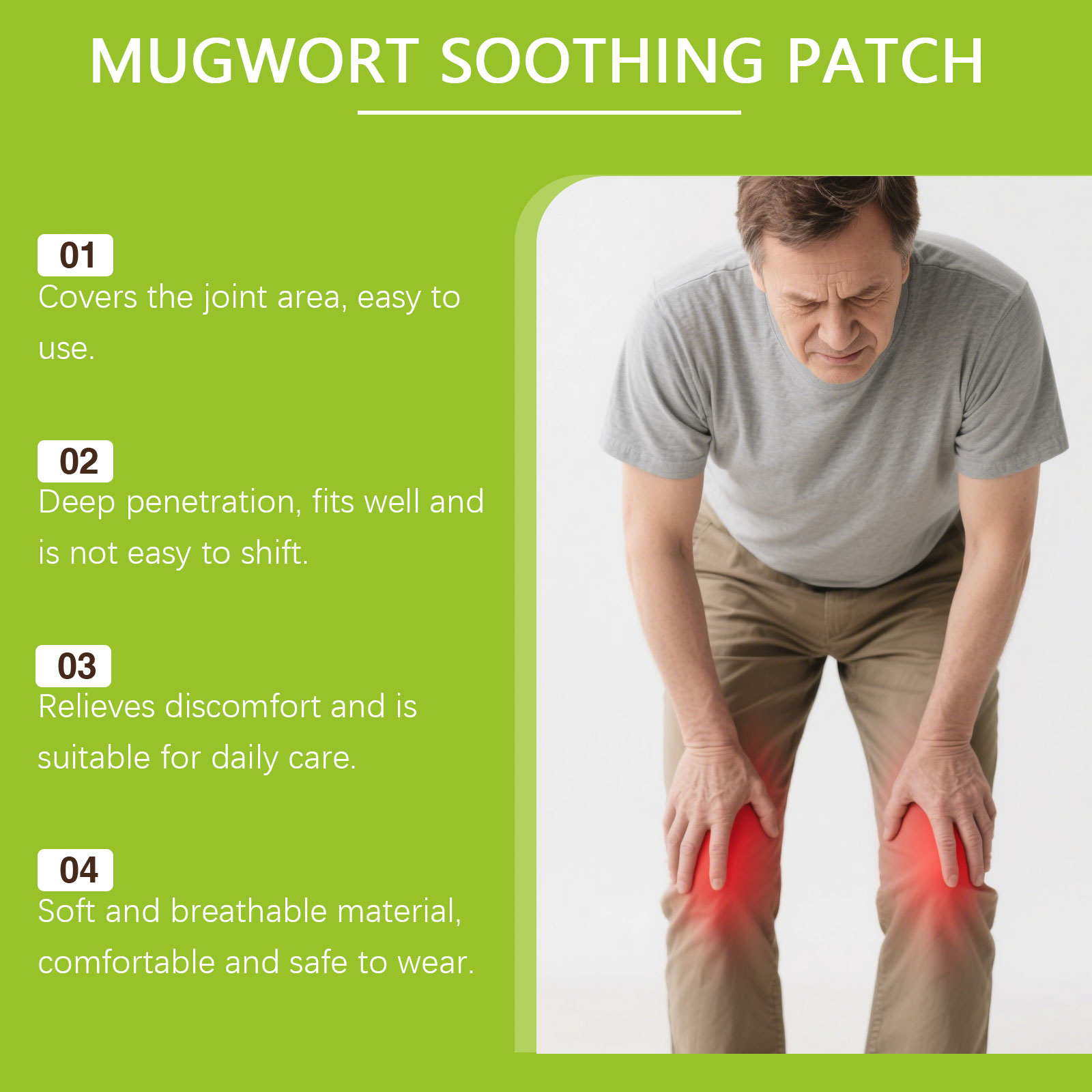 Mugwort Care Patch Comfortable Fitting Skin Mild Moisturizing Refreshing Breathable Knee Joint Foot