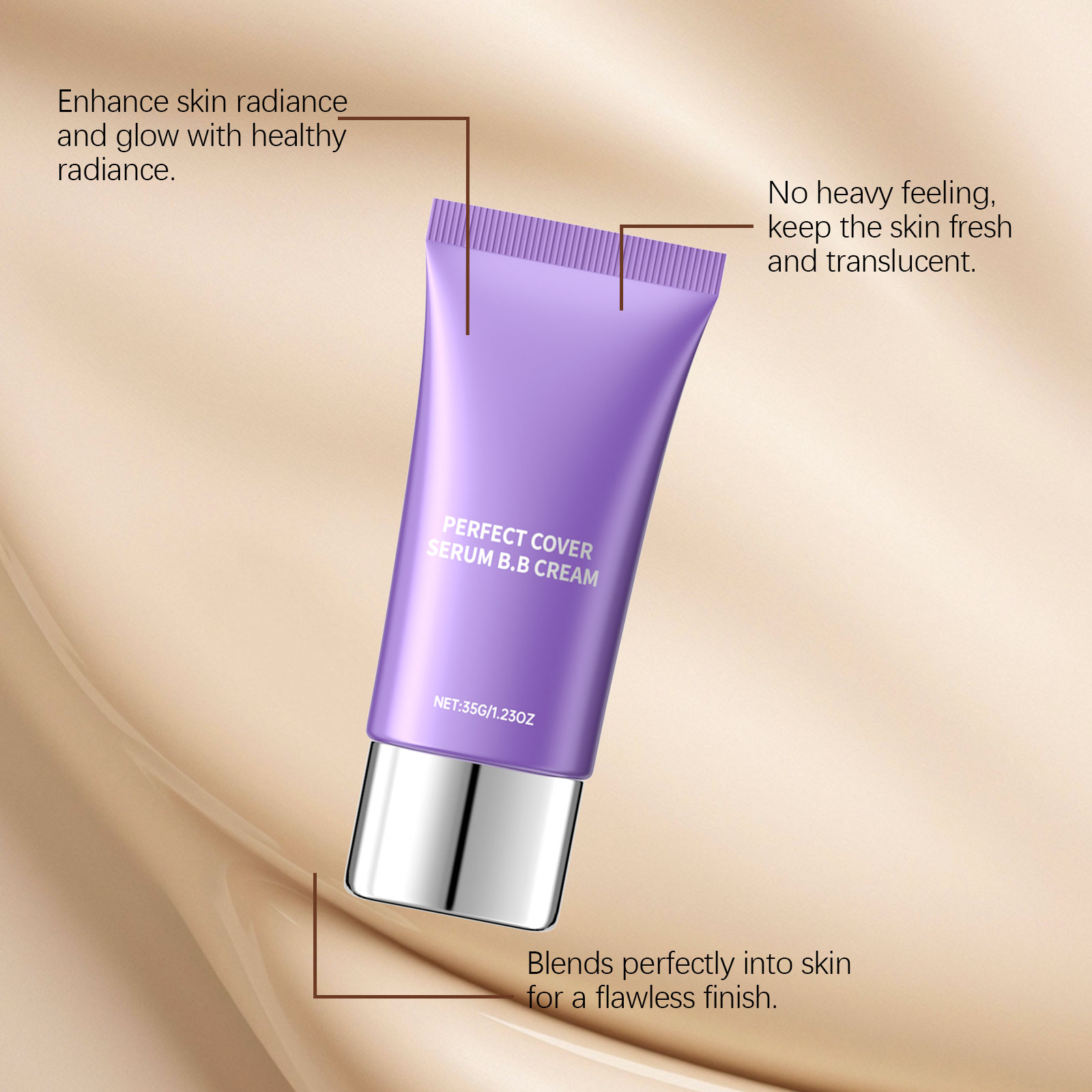 Moisturizing Essence BB Cream Lightweight Hydrating Matte Sheer Oily Dry Skin Applicable Portable Facial Concealer