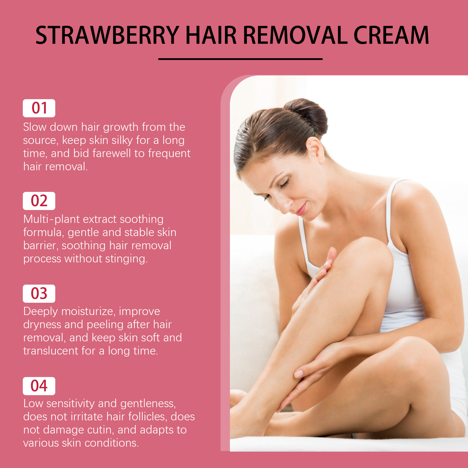 Strawberry Soft Hair Removal Cream Daily Cleansing Body Skin Moisturizing Comfortable Easy Rinse Fresh Portable Depilatory Ointment