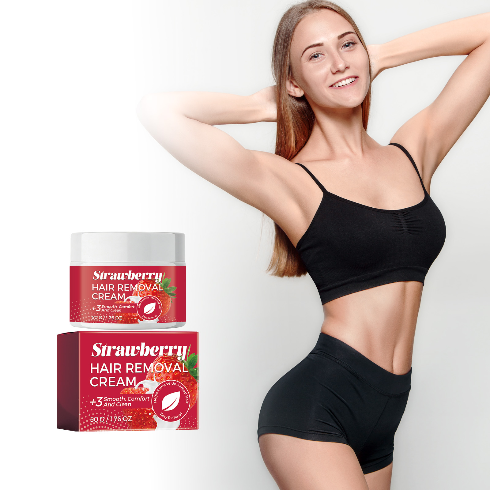 Strawberry Soft Hair Removal Cream Daily Cleansing Body Skin Moisturizing Comfortable Easy Rinse Fresh Portable Depilatory Ointment