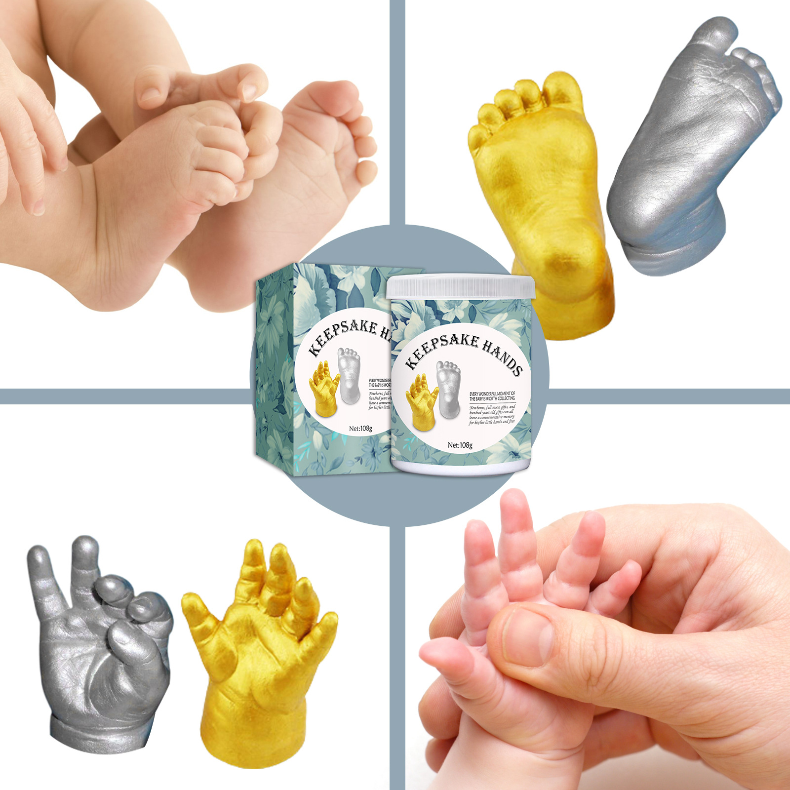Baby Hand Molding Powder Set Creative 3D Hand Foot Print Clone Model Powder For Baby Full Moon Hundred Days Souvenir