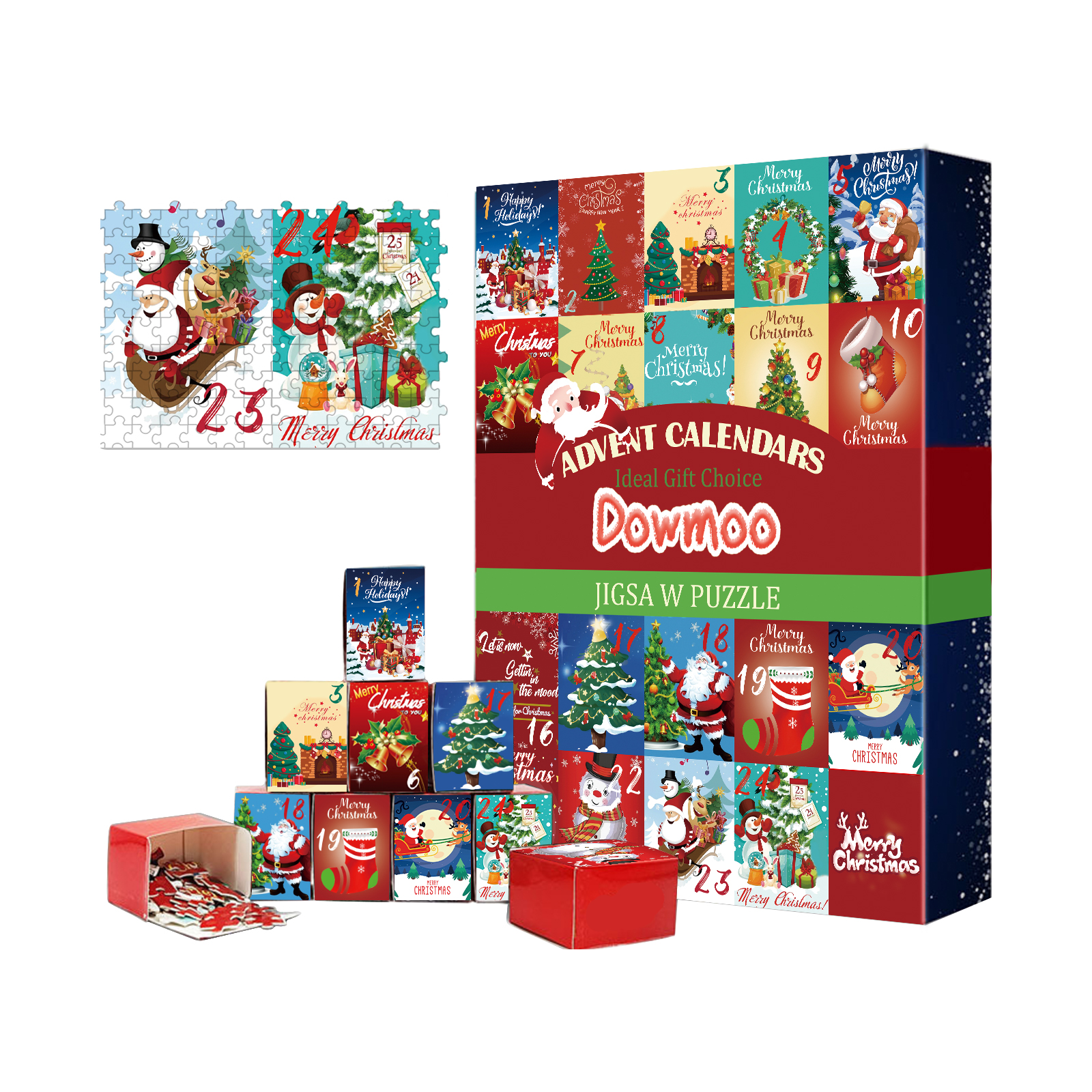 Dowmoo Christmas Advent Calendar Puzzle Toy Jigsaw Creative Toy Christmas Surprise Calendar Puzzle Gift Box