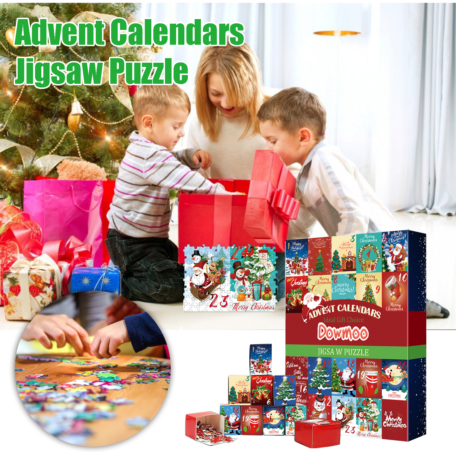 Dowmoo Christmas Advent Calendar Puzzle Toy Jigsaw Creative Toy Christmas Surprise Calendar Puzzle Gift Box