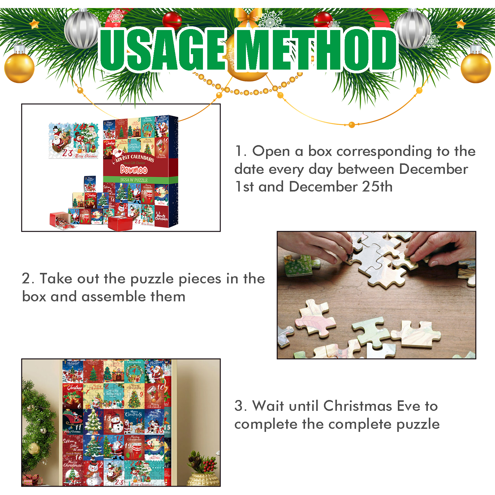Dowmoo Christmas Advent Calendar Puzzle Toy Jigsaw Creative Toy Christmas Surprise Calendar Puzzle Gift Box