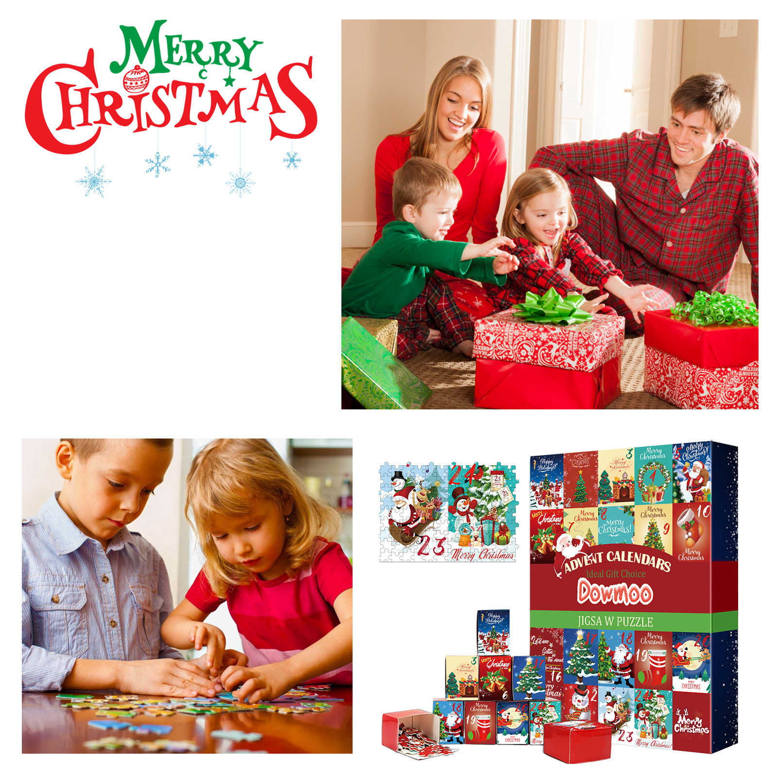 Dowmoo Christmas Advent Calendar Puzzle Toy Jigsaw Creative Toy Christmas Surprise Calendar Puzzle Gift Box