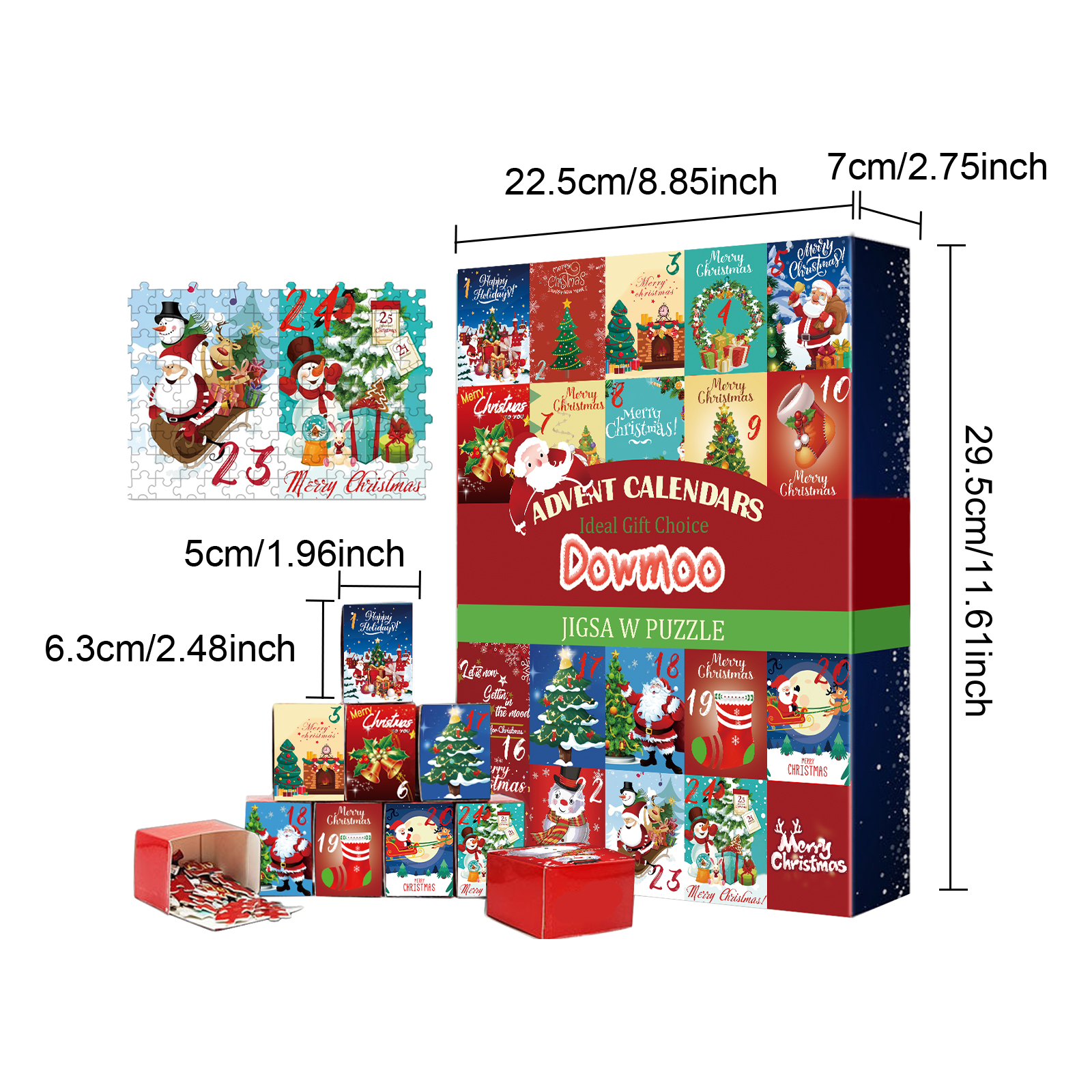 Dowmoo Christmas Advent Calendar Puzzle Toy Jigsaw Creative Toy Christmas Surprise Calendar Puzzle Gift Box
