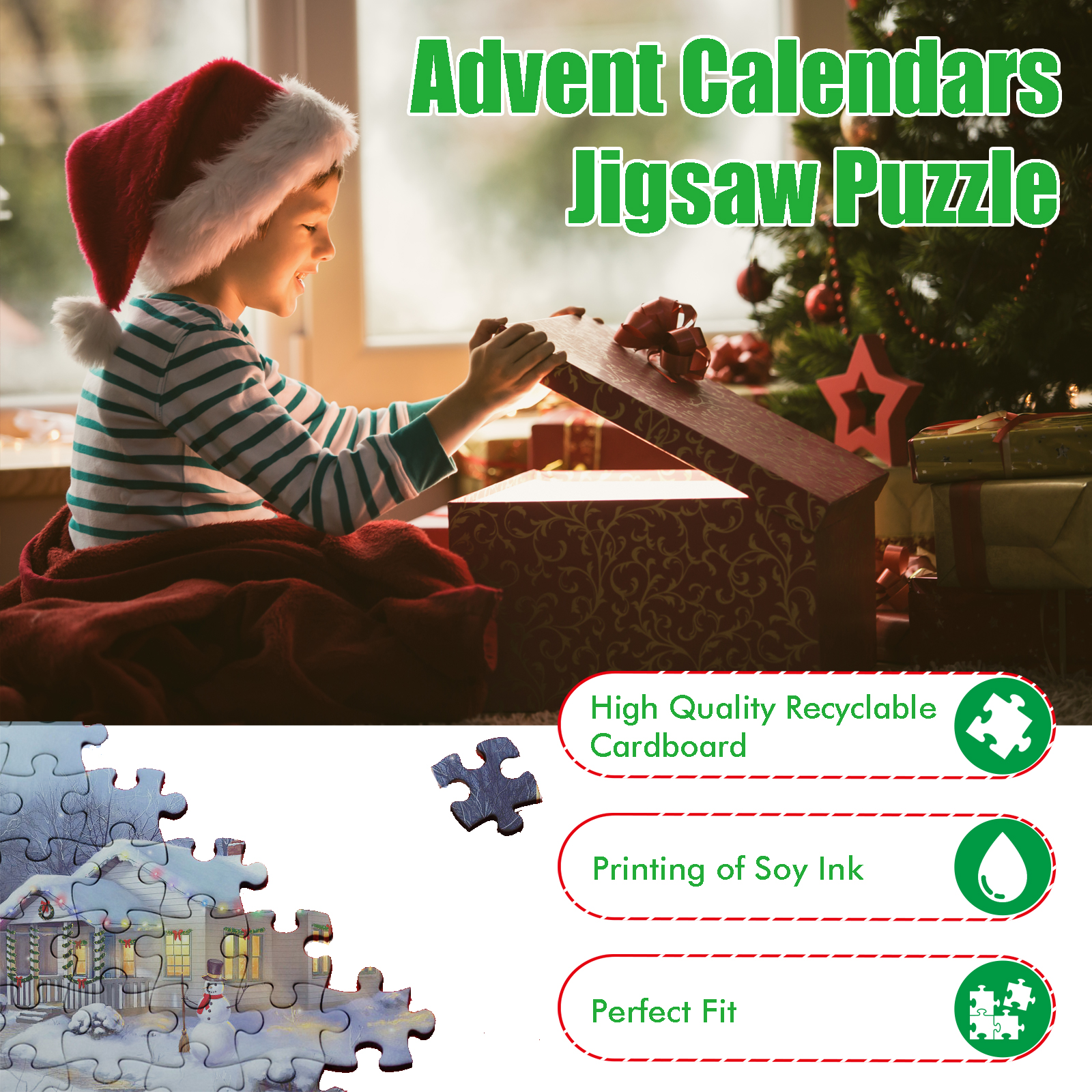 Dowmoo Christmas Advent Calendar Puzzle Toy Jigsaw Creative Toy Christmas Surprise Calendar Puzzle Gift Box