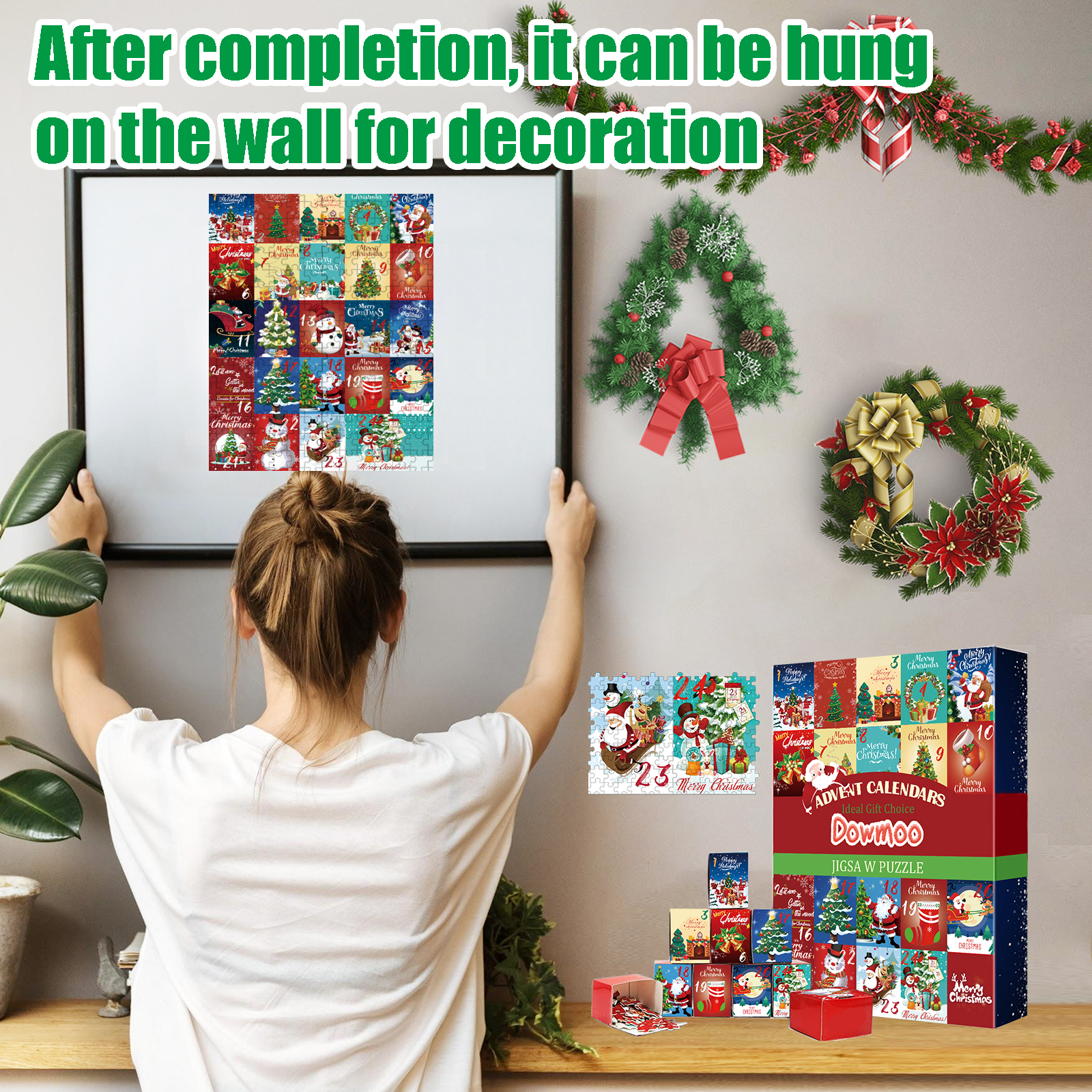 Dowmoo Christmas Advent Calendar Puzzle Toy Jigsaw Creative Toy Christmas Surprise Calendar Puzzle Gift Box