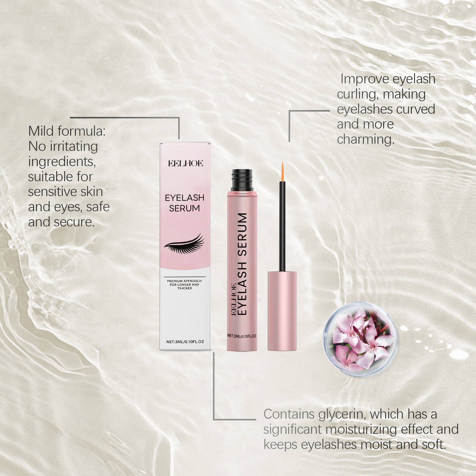 Eyelash Growth Serum Daily Gentle Care Natural Slender Eyelashes Moisturizing Nourishing Eye Lashes Liquid