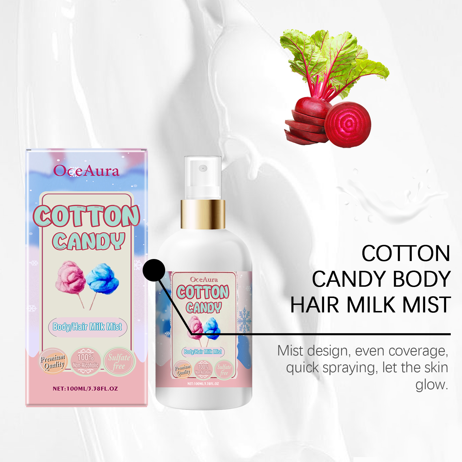 Body Moisturizing Spray Marshmallow Hydrating Nourishing Refreshing For Hair And Whole Body Use