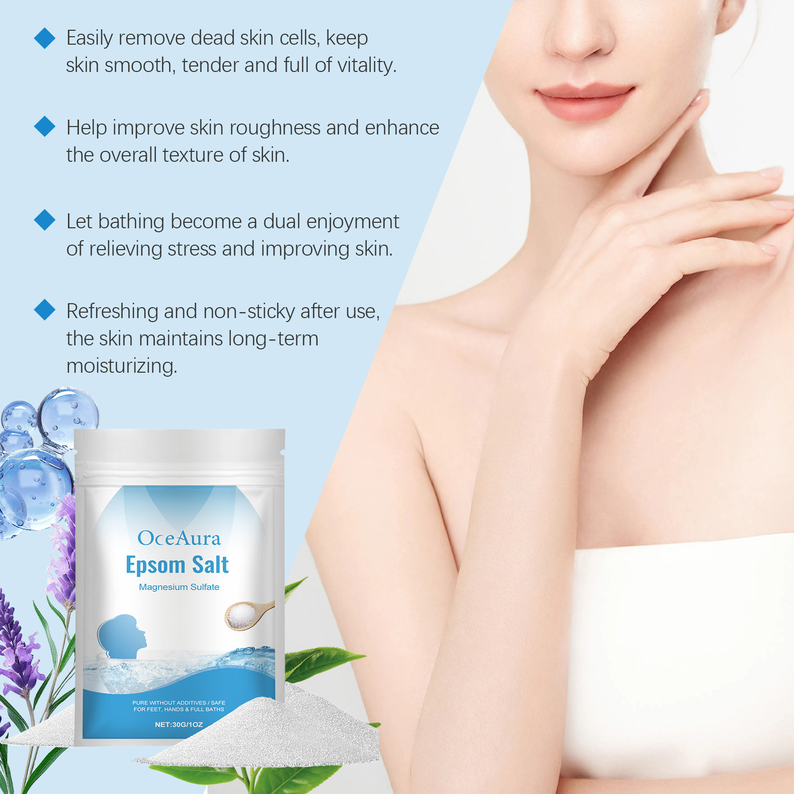 Body Bath Salt Gentle Cleansing Exfoliating Bath Moisturizing Skin Rejuvenate Body