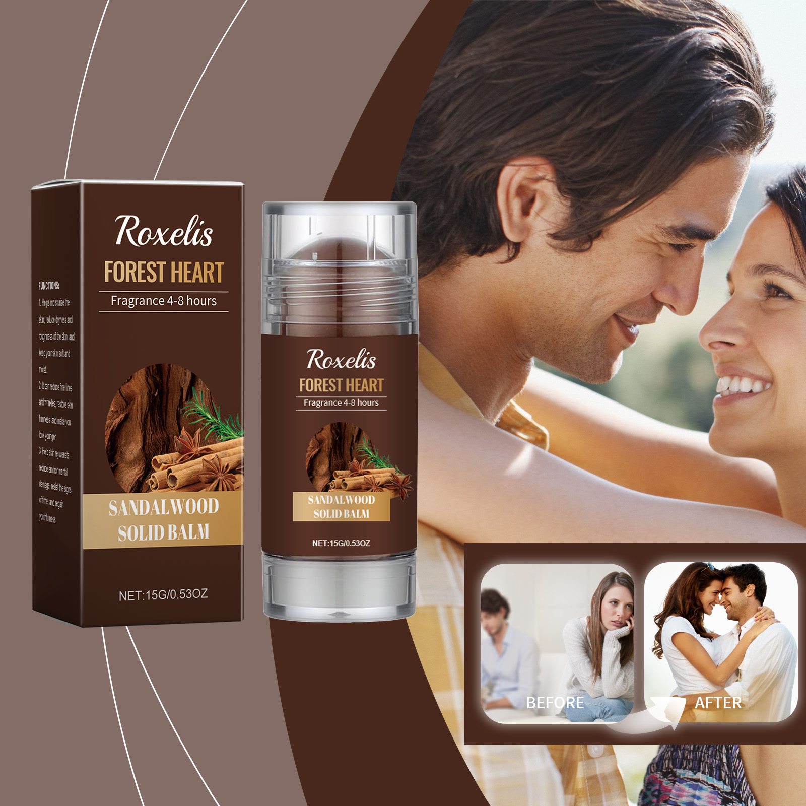 Sandalwood Solid Balm Natural Light Fragrance Fresh Long Lasting Daily Dating Charming Attraction Portable Solid Balm