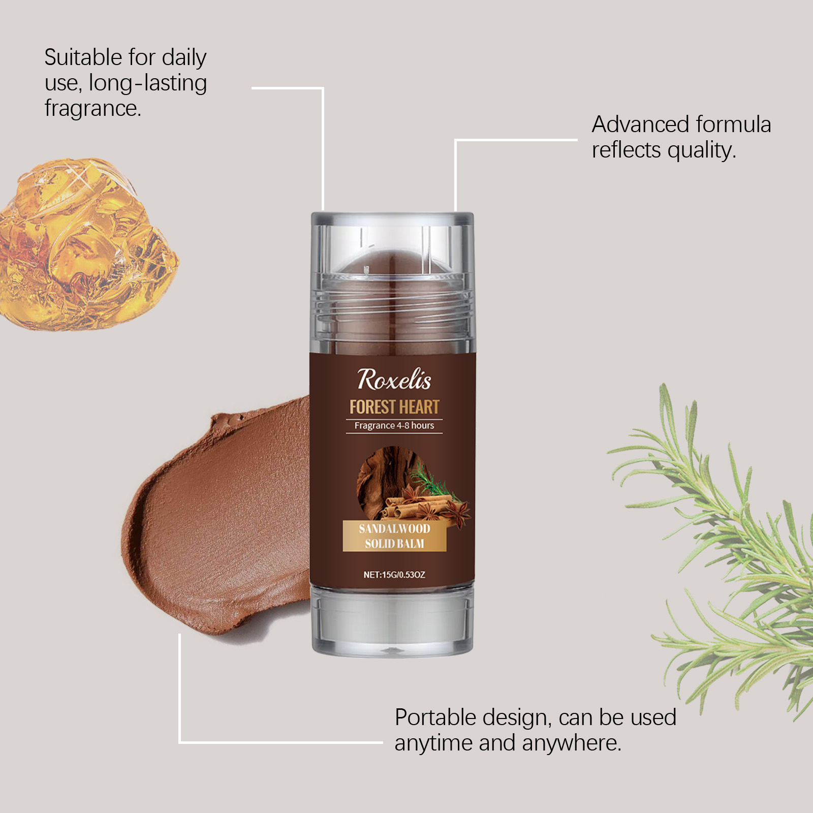 Sandalwood Solid Balm Natural Light Fragrance Fresh Long Lasting Daily Dating Charming Attraction Portable Solid Balm