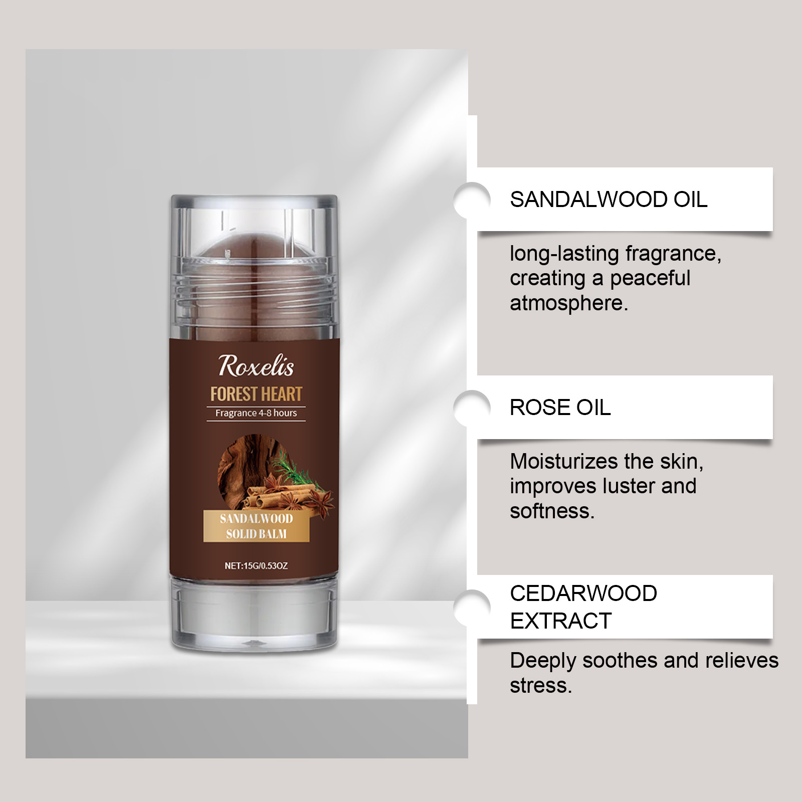 Sandalwood Solid Balm Natural Light Fragrance Fresh Long Lasting Daily Dating Charming Attraction Portable Solid Balm