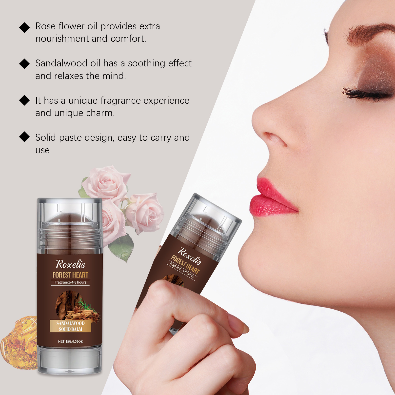 Sandalwood Solid Balm Natural Light Fragrance Fresh Long Lasting Daily Dating Charming Attraction Portable Solid Balm