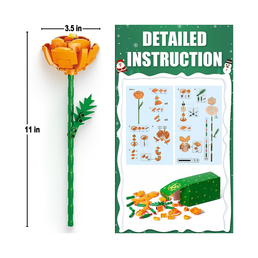 (Daisy Bouque) Advent Calendar Flower Bouquet Building Blocks For Adults Kids 24 Days Christmas Countdown Calendars With 24 Types Flowers 