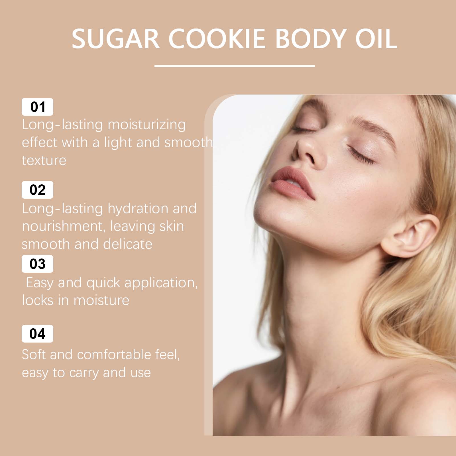 Sweet Cookie Scent Body Oil Moisturizing Smoothing Nourishing For Daily Massage And Long Lasting Fragrance