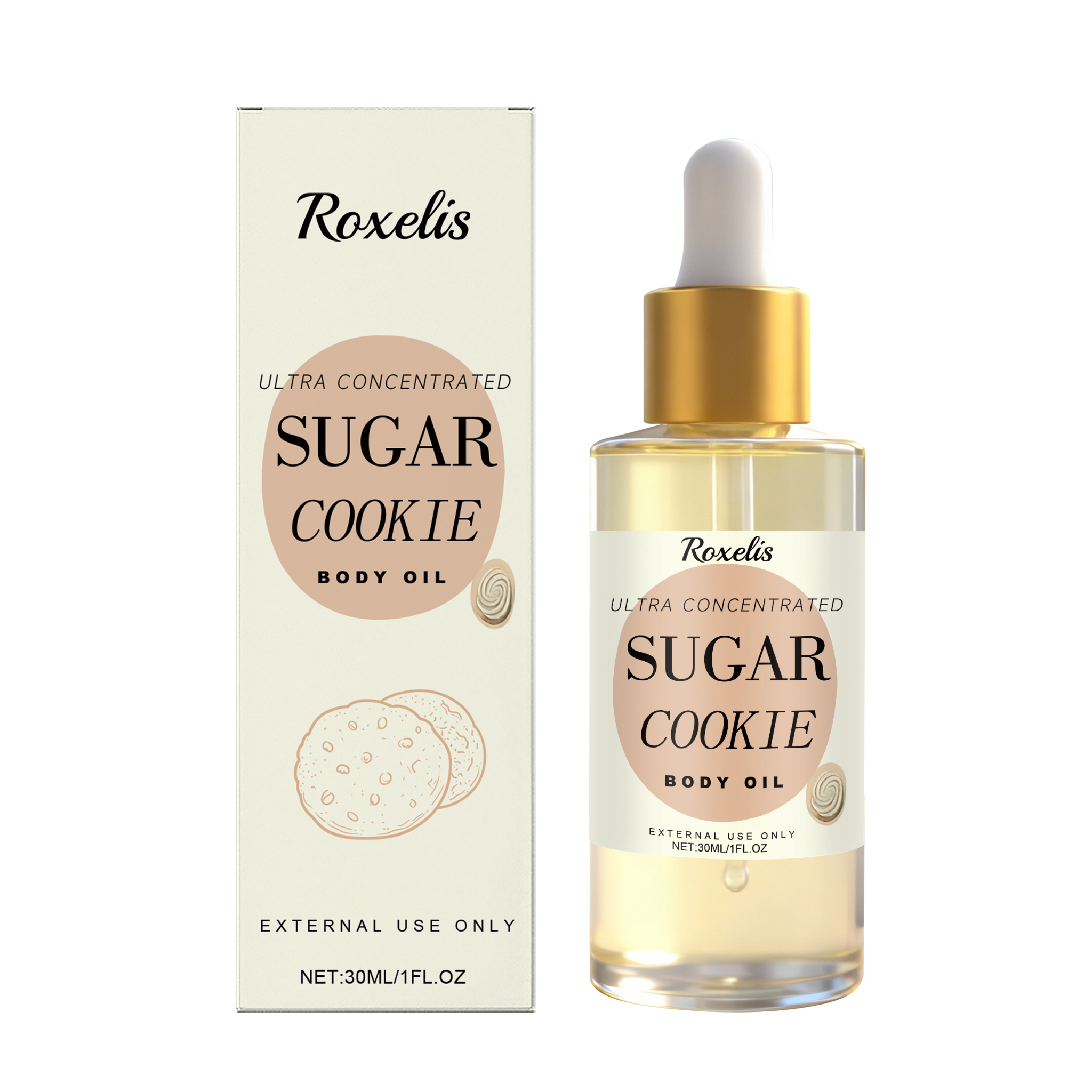 Sweet Cookie Scent Body Oil Moisturizing Smoothing Nourishing For Daily Massage And Long Lasting Fragrance