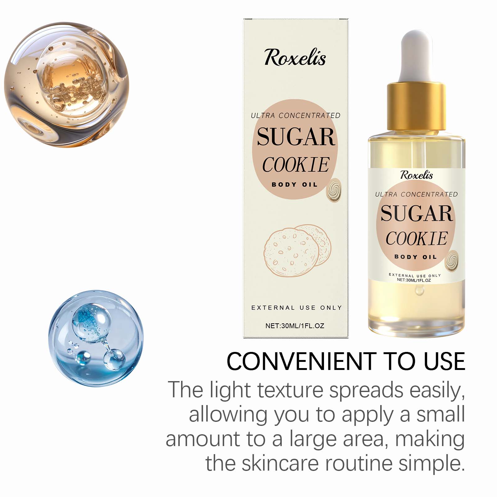 Sweet Cookie Scent Body Oil Moisturizing Smoothing Nourishing For Daily Massage And Long Lasting Fragrance