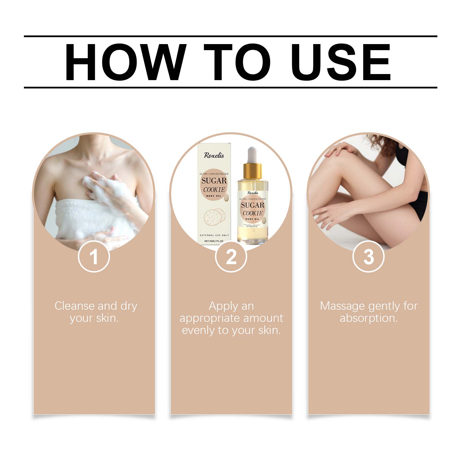 Sweet Cookie Scent Body Oil Moisturizing Smoothing Nourishing For Daily Massage And Long Lasting Fragrance
