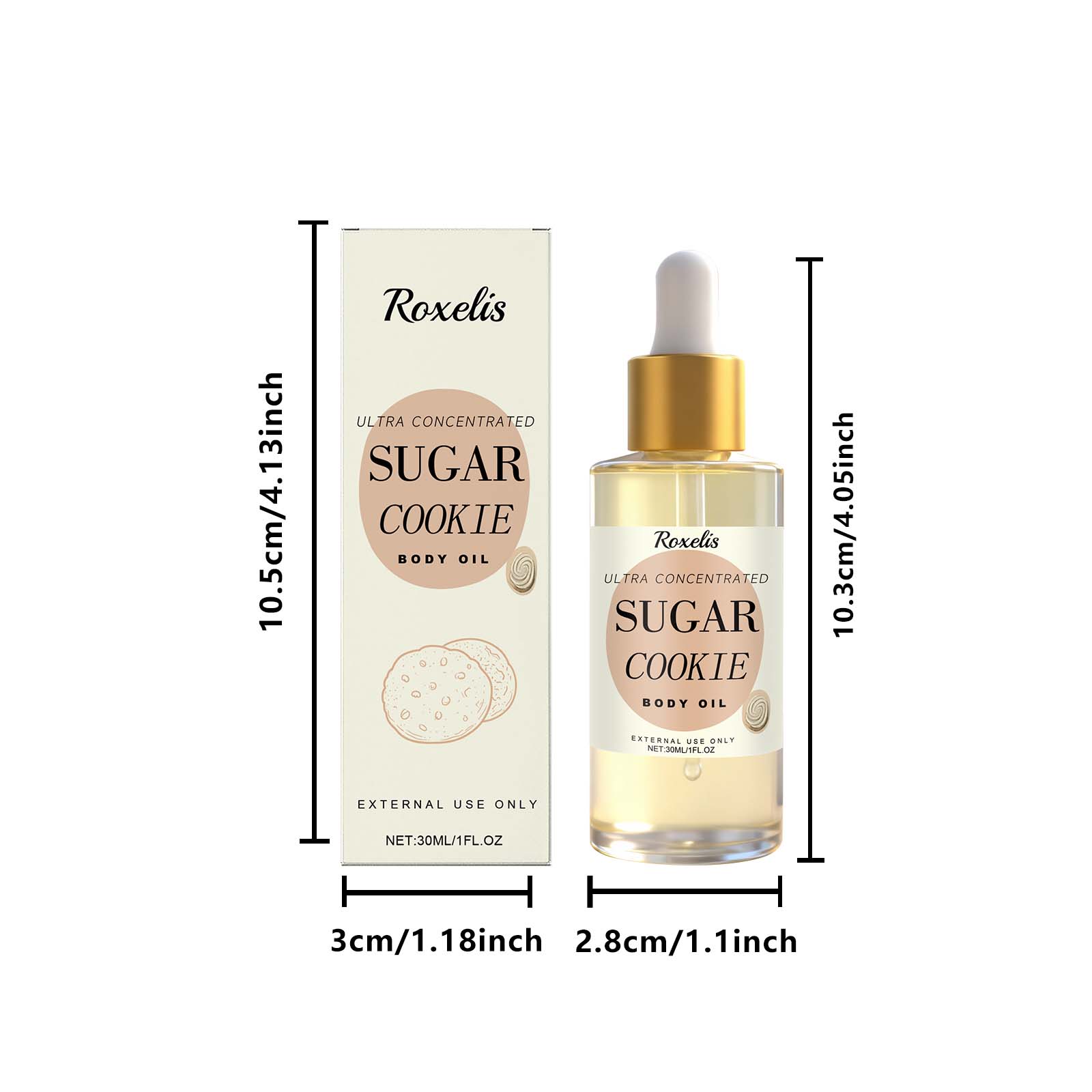 Sweet Cookie Scent Body Oil Moisturizing Smoothing Nourishing For Daily Massage And Long Lasting Fragrance
