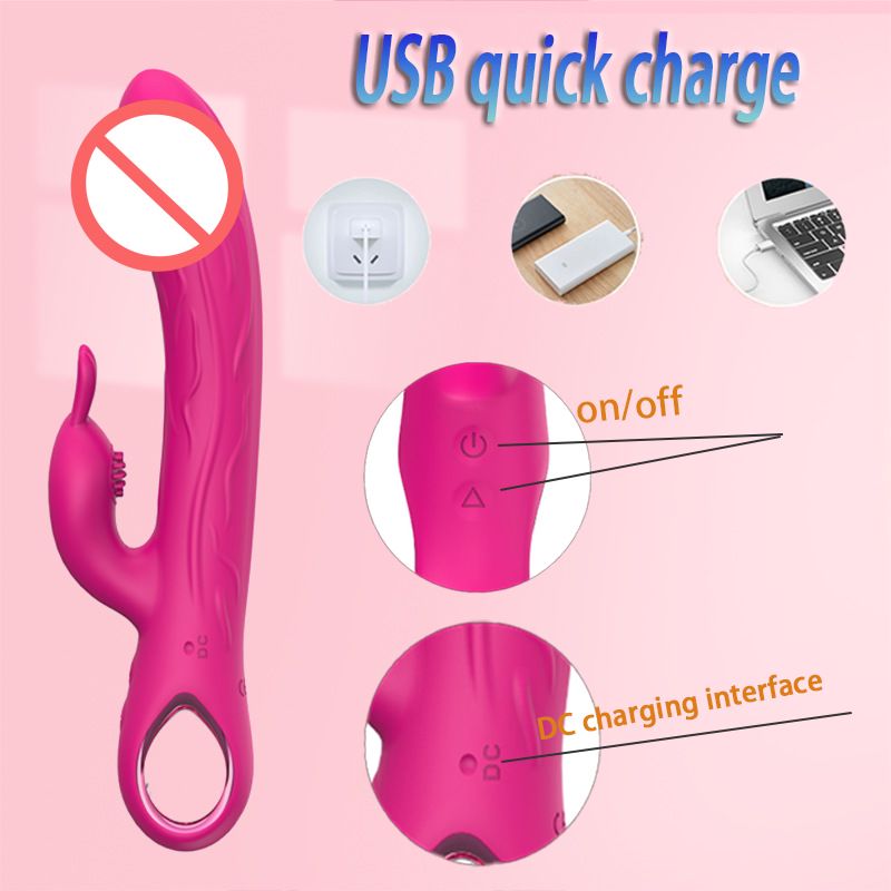 Rabbit Vibrator for Women Vibrating Wand Couples Flirting Female Masturbator Adult Toy Double Head Dual 10 Frequency Sex Toy Romantic Gift for Her