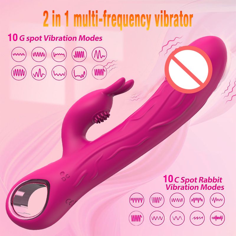 Rabbit Vibrator for Women Vibrating Wand Couples Flirting Female Masturbator Adult Toy Double Head Dual 10 Frequency Sex Toy Romantic Gift for Her