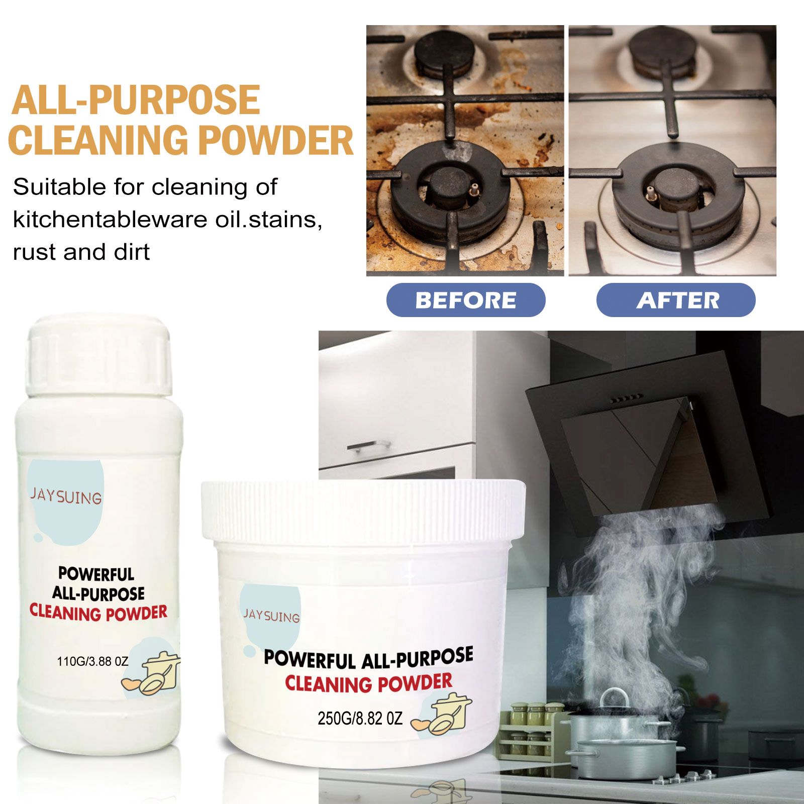 Multi Purpose Cleaning Powder For Kitchen Grease Rust And Stove Hood Cleaning