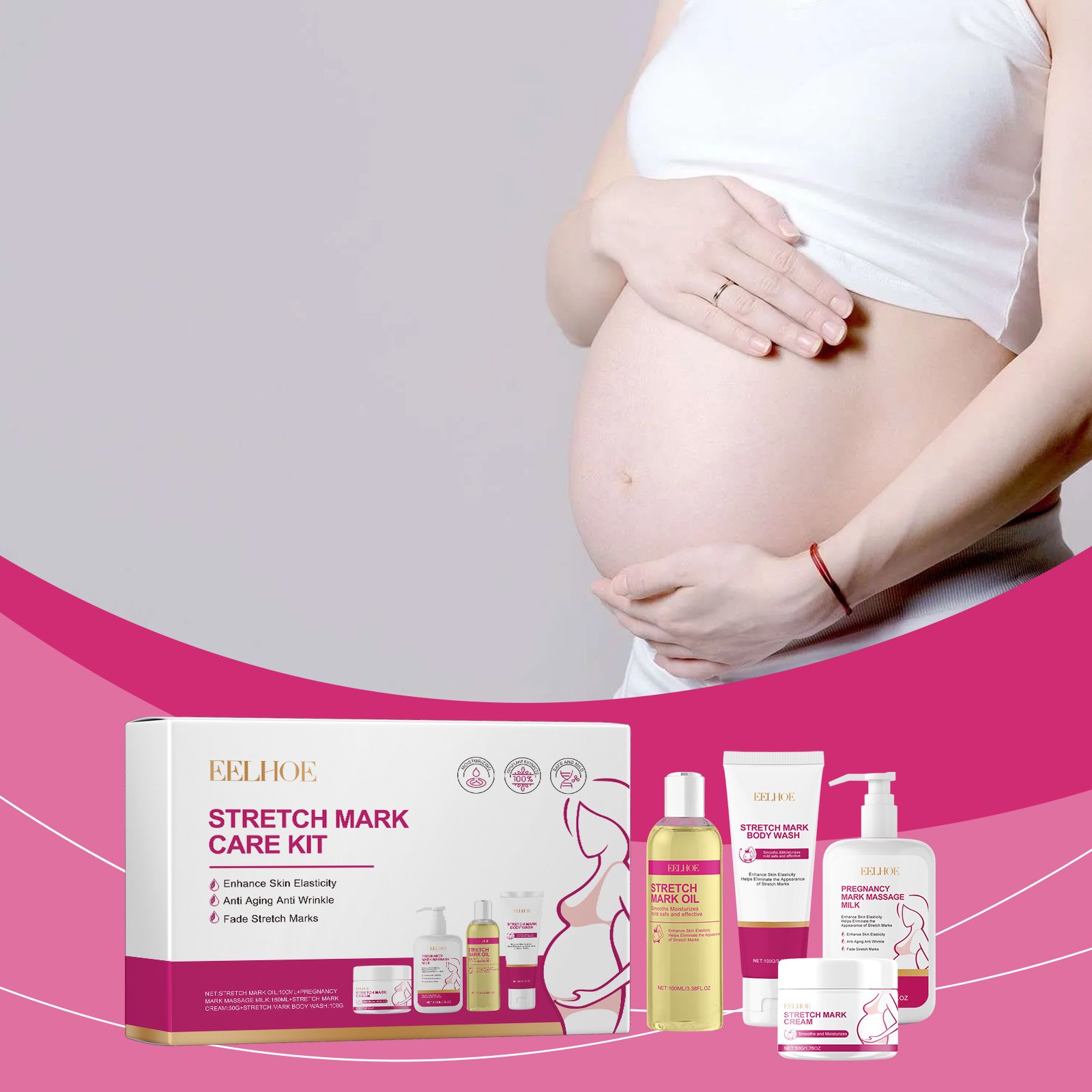 Body Skin Care Set With Grape Seed Coconut And Shea Butter For Stretch Mark Care
