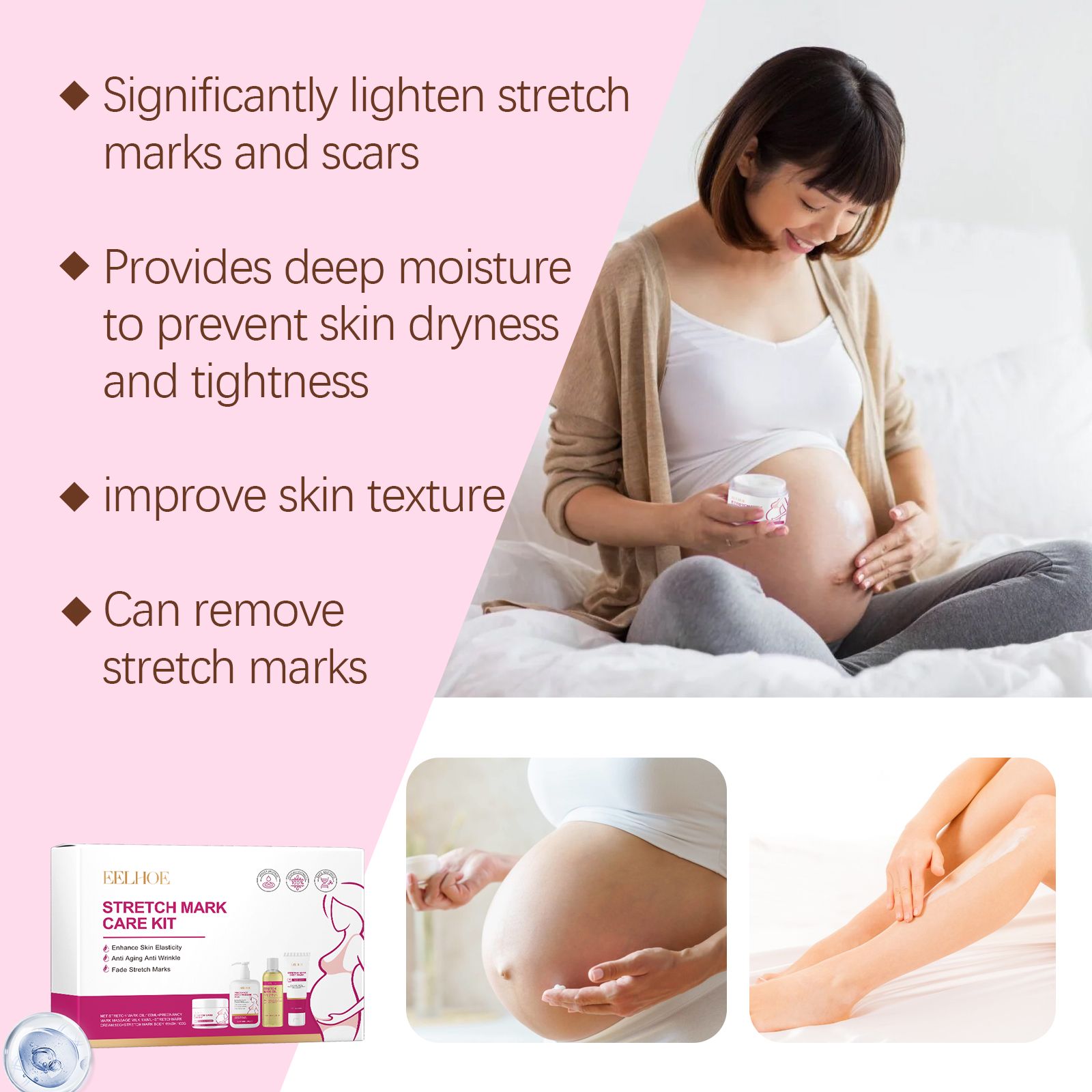 Body Skin Care Set With Grape Seed Coconut And Shea Butter For Stretch Mark Care