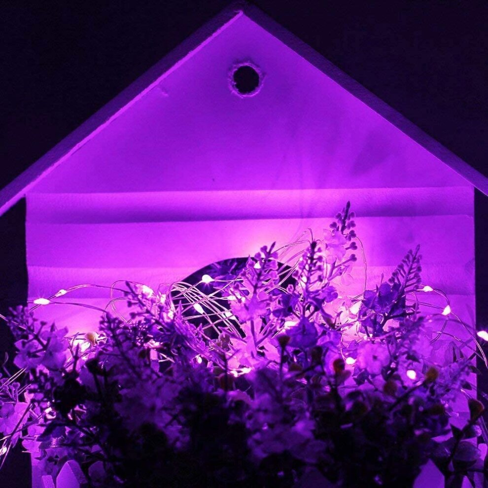 Solar Purple Halloween Lights, 72ft 200 LED Solar Halloween String Lights, 8 Modes Water