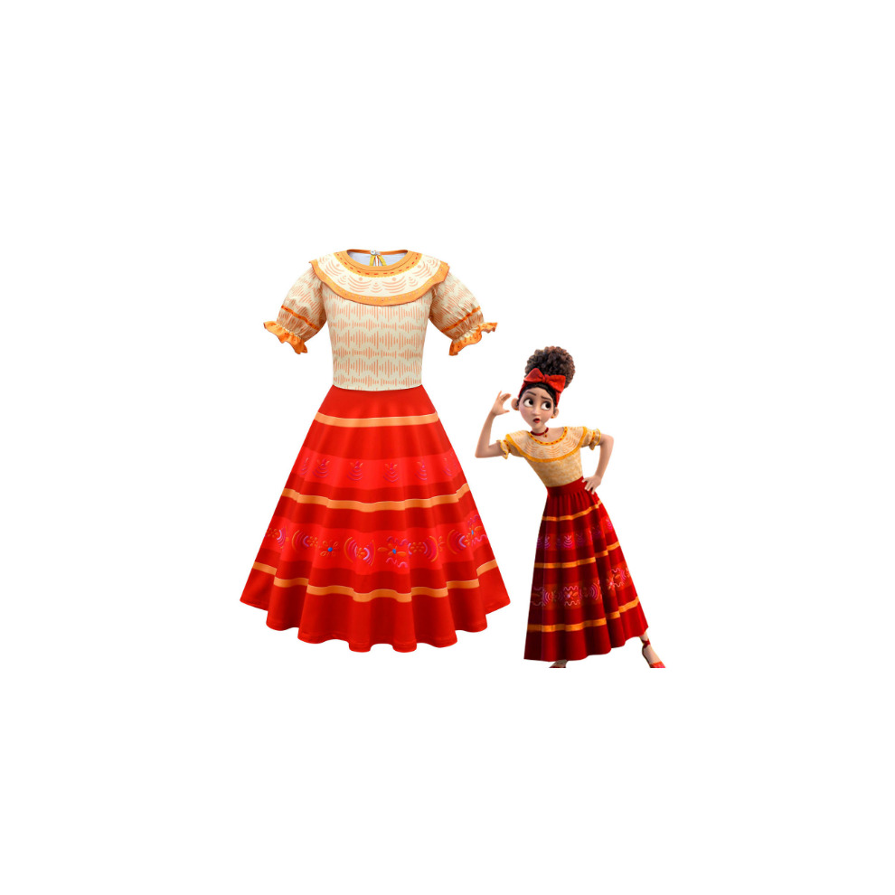 (9-10 Years) Girls Encanto Dolores Costume Party Princess Dress Birthday Cosplay Long Dr